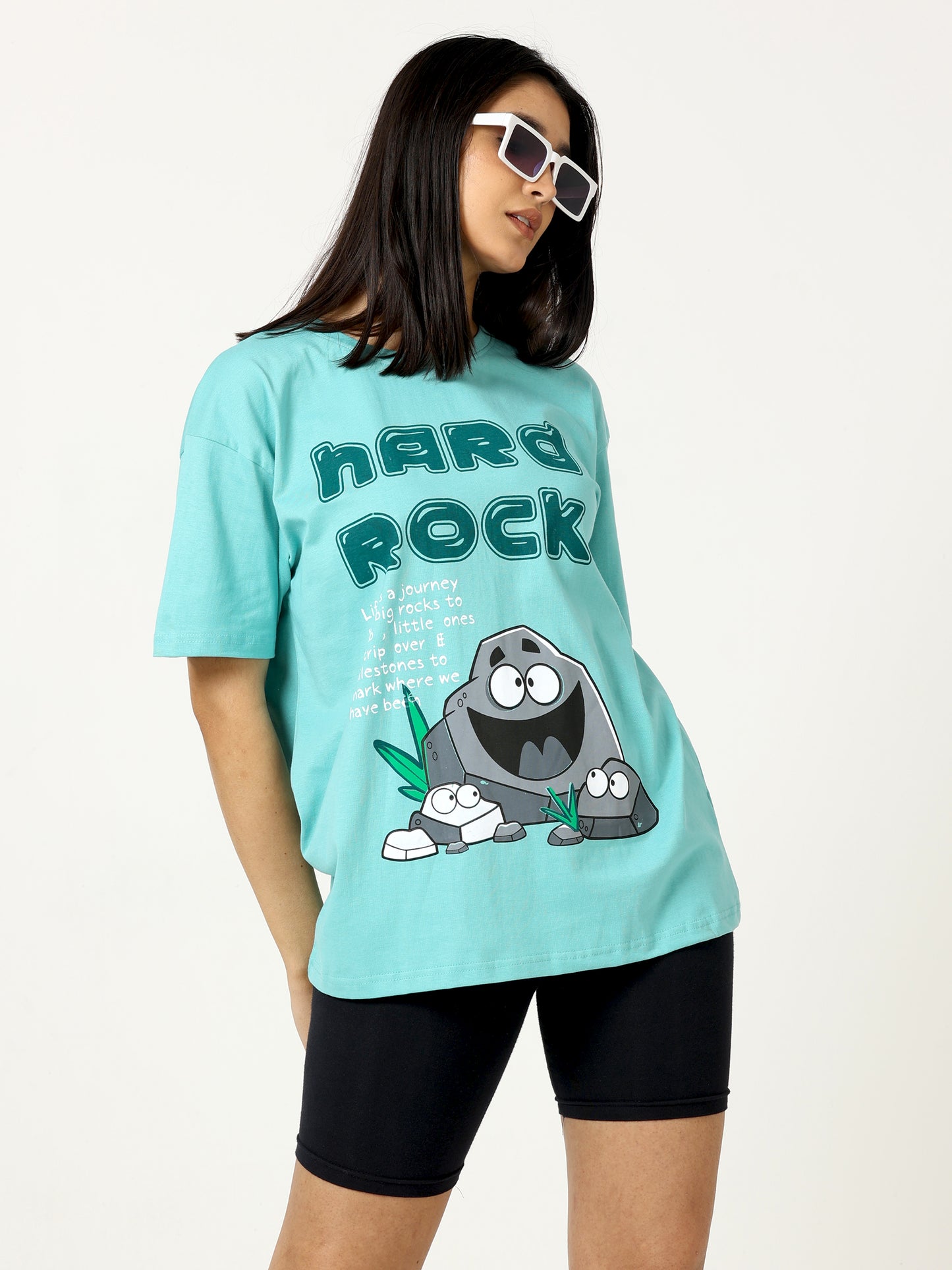 Aqua Marine Nard Rock Printed Oversized T-shirt - UNISEX