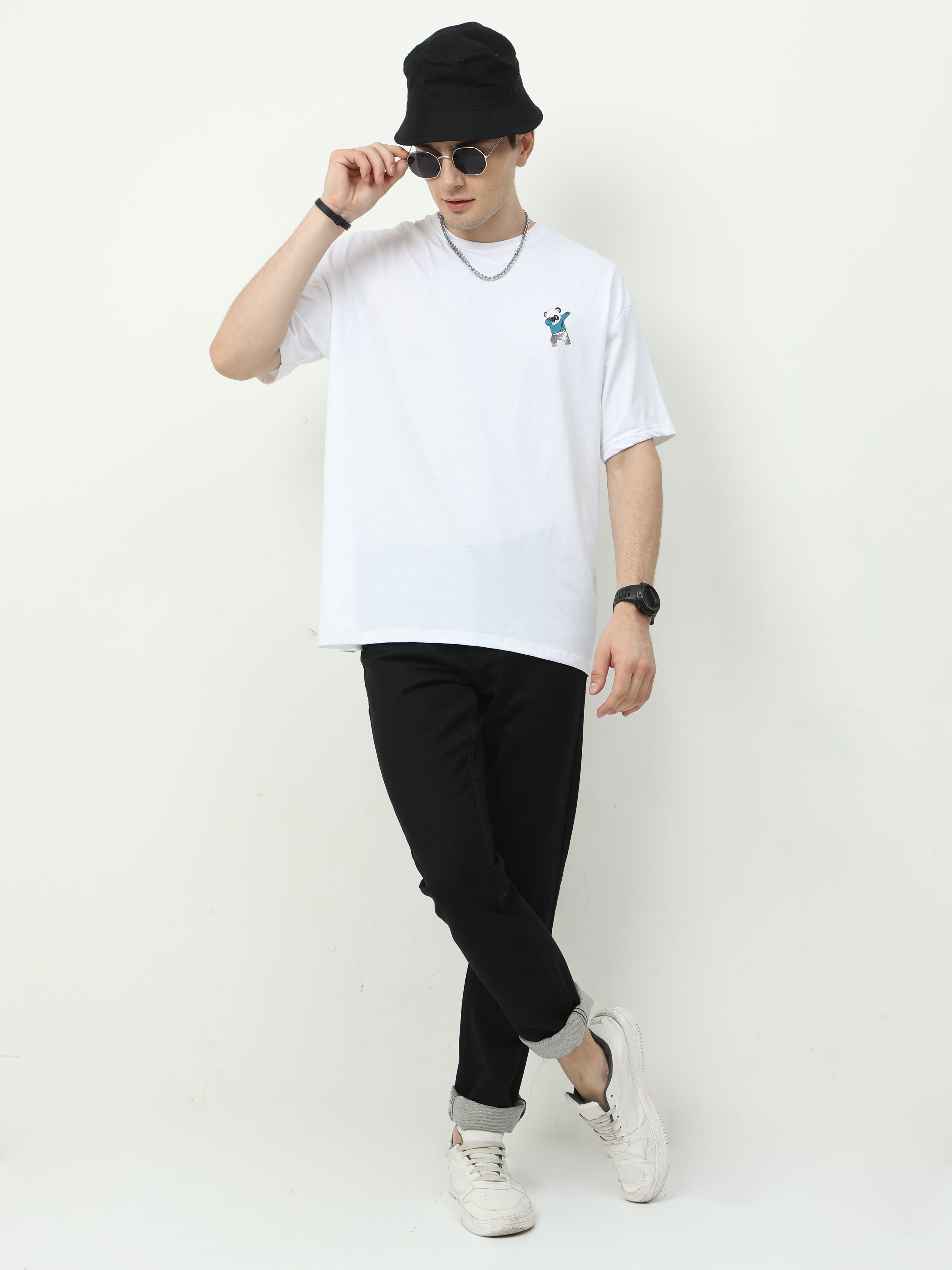 White Panda Printed Oversized T-shirt - UNISEX