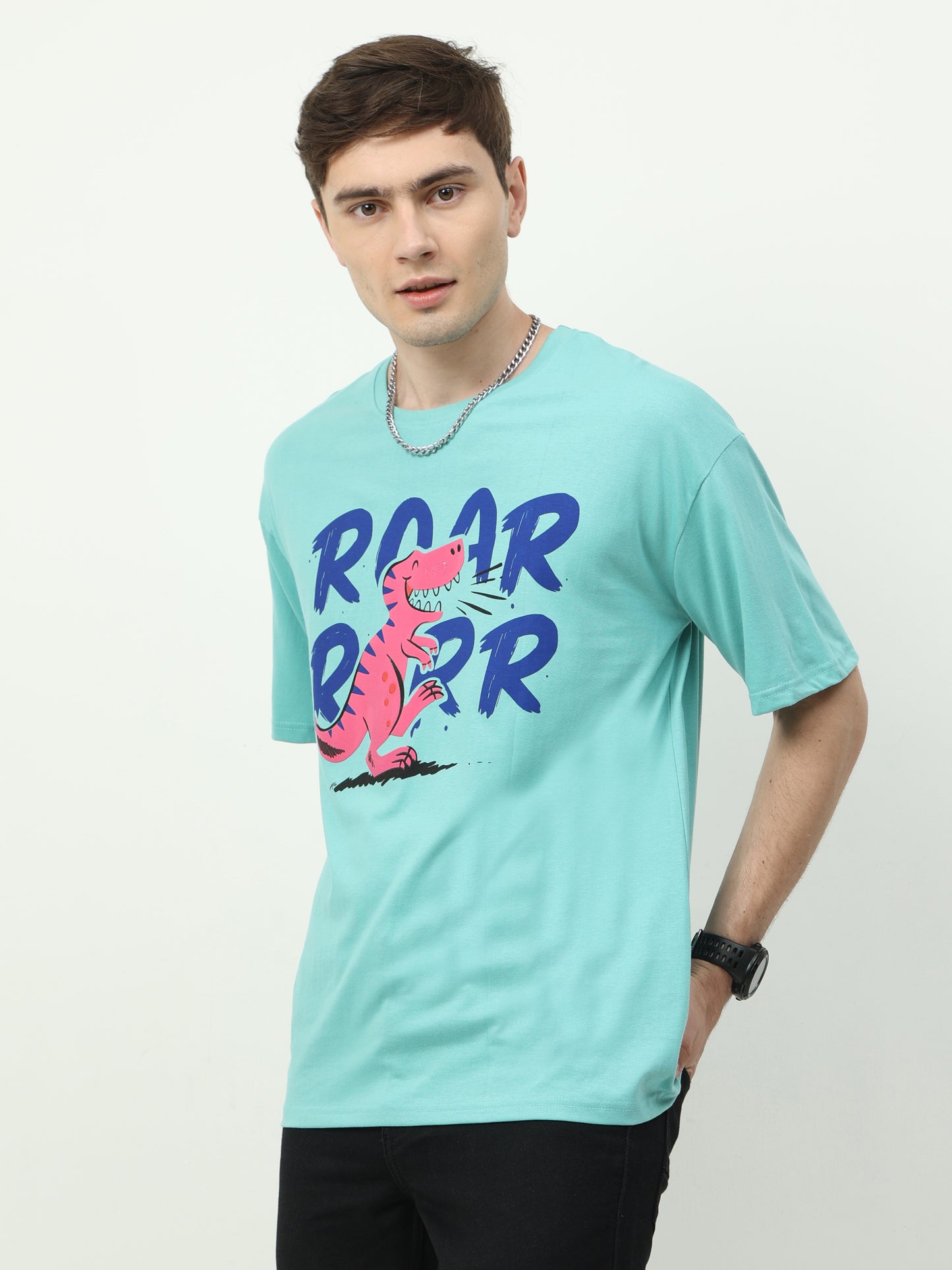 Green Roar Dinosaur Printed Oversized T-shirt - UNISEX