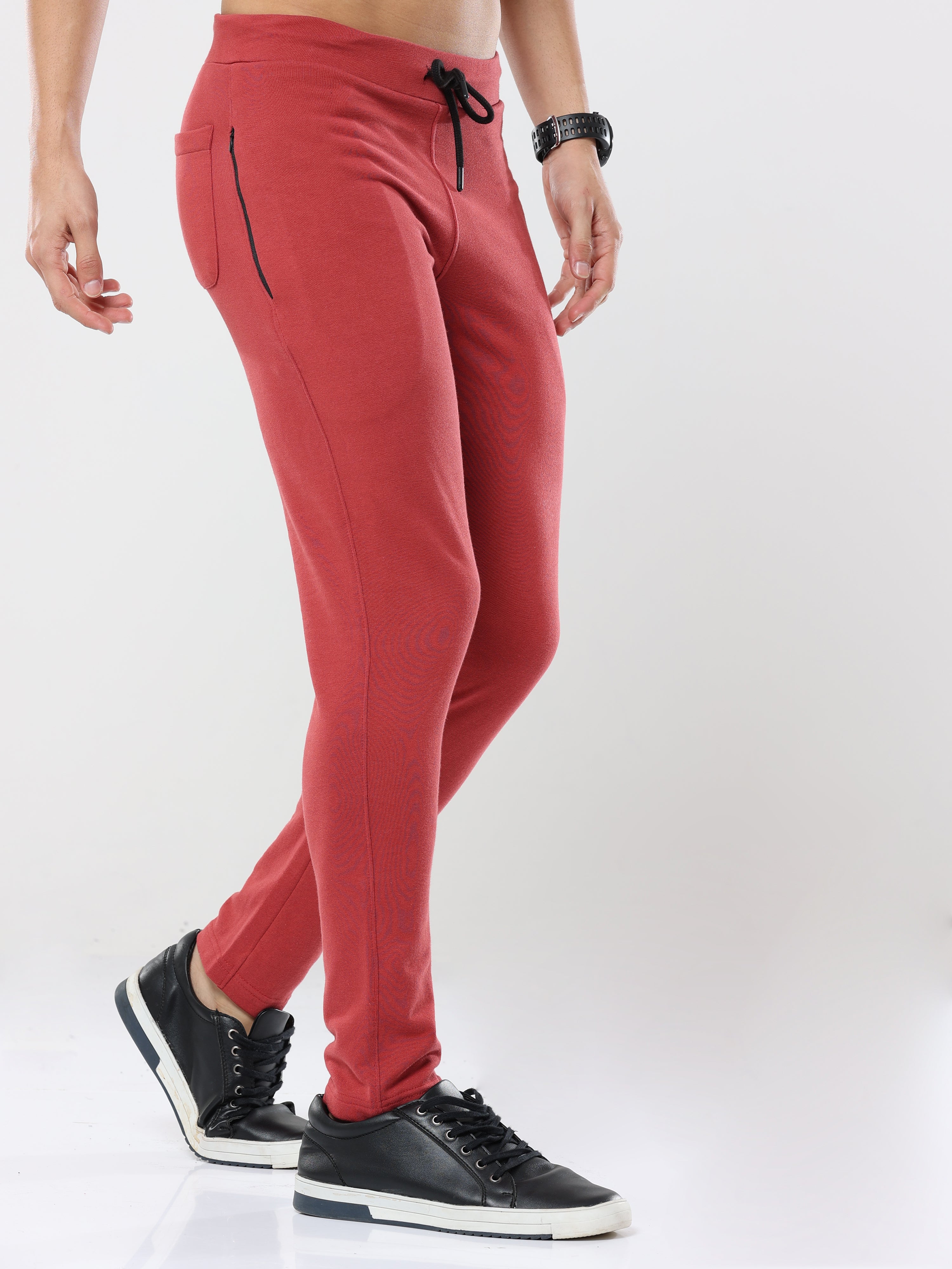 بنطال رياضي رجالي كاجوال فاخر باللون المرجاني