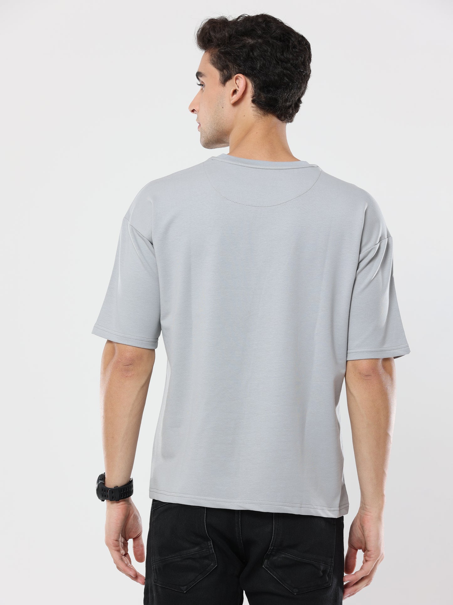 Grey Trouble Maker Print very premium Quality Oversized T-Shirt