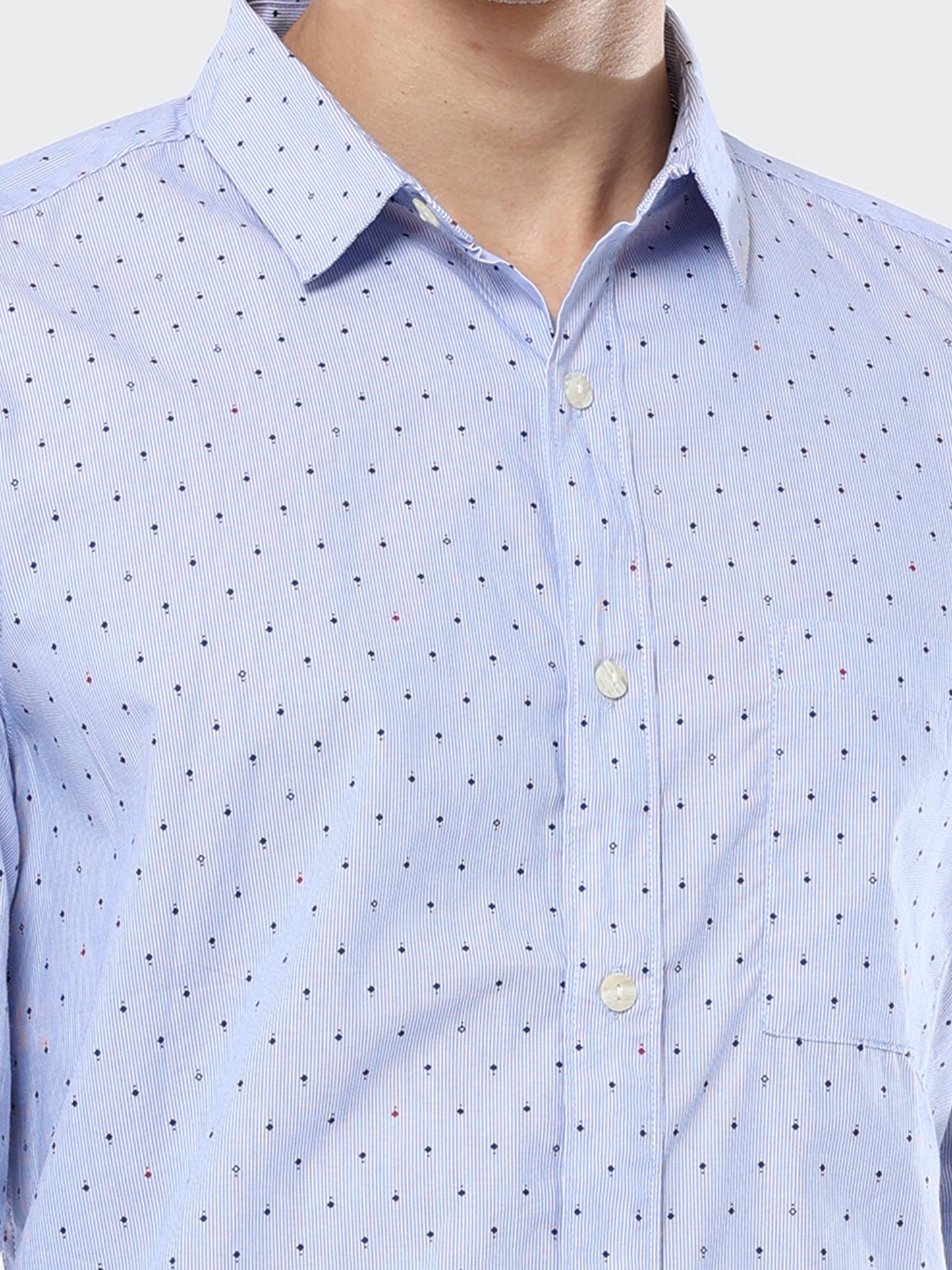 Diamond printed light blue premium cotton formal shirt for men