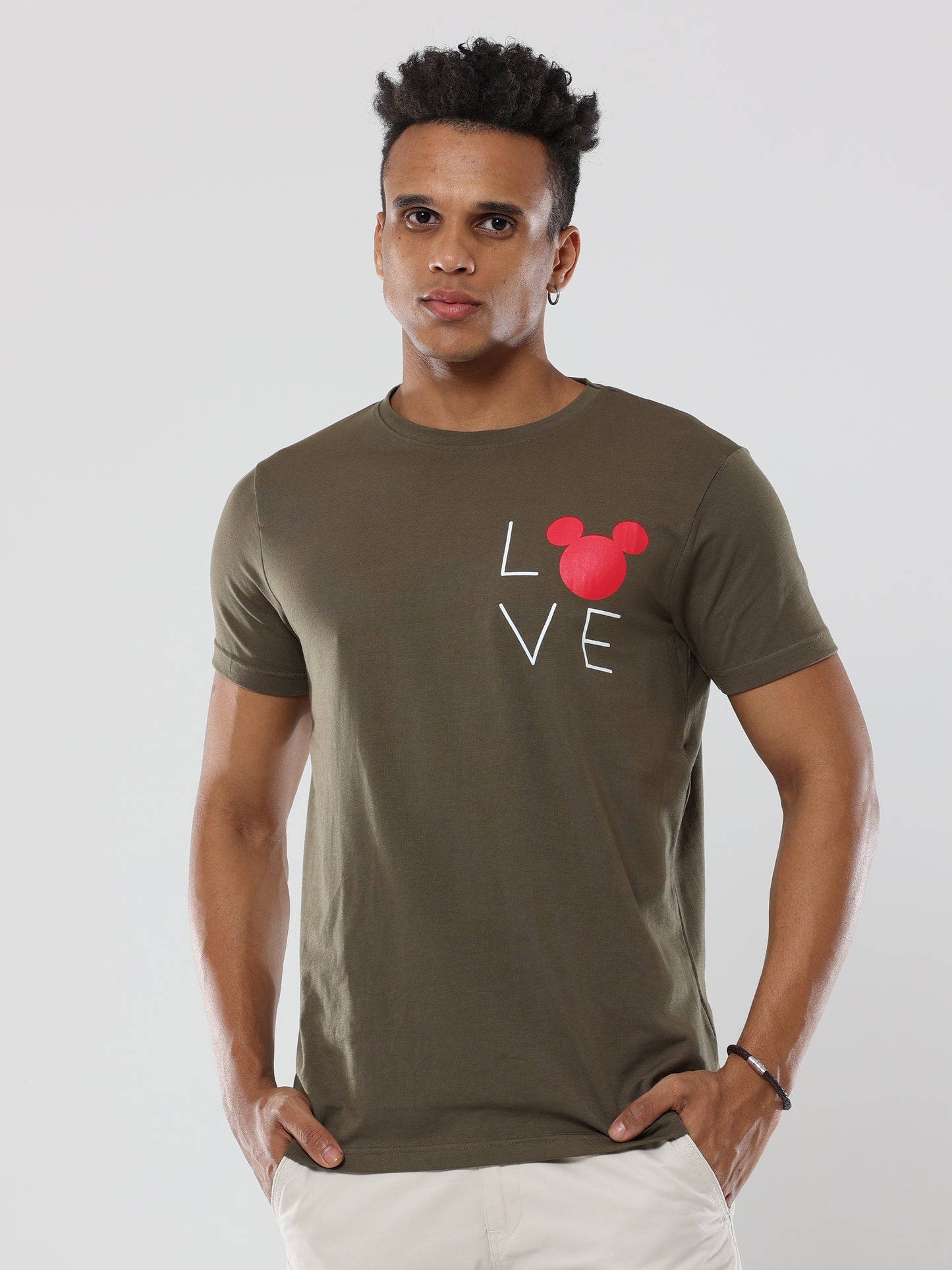 Green Love Round Neck Cotton Tshirt for men