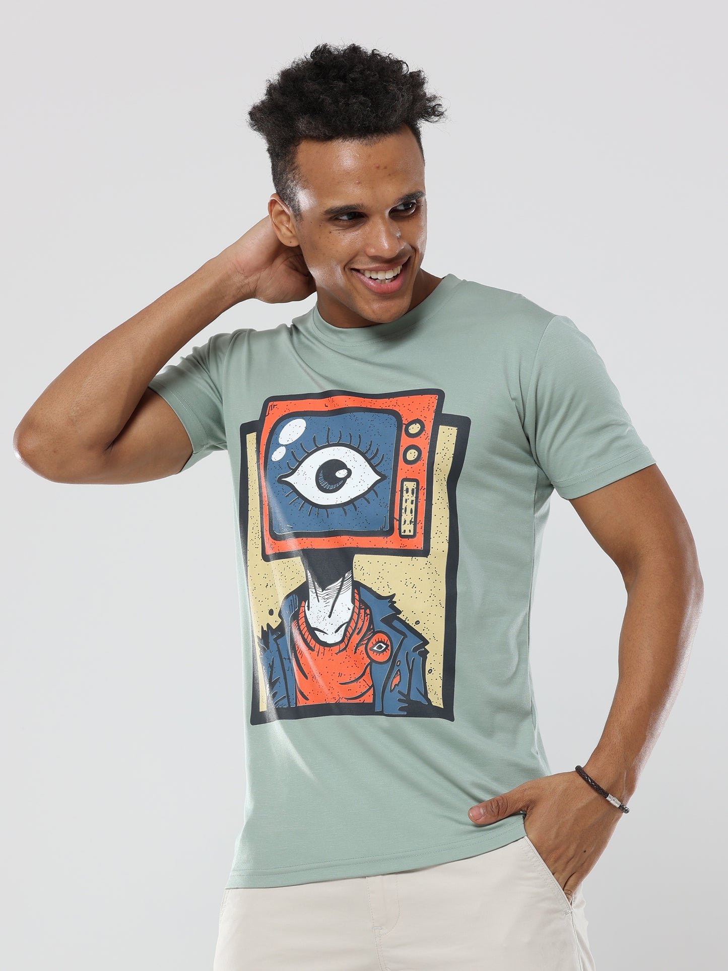 Classic Italian Sea Green third eye printed T-shirt for men