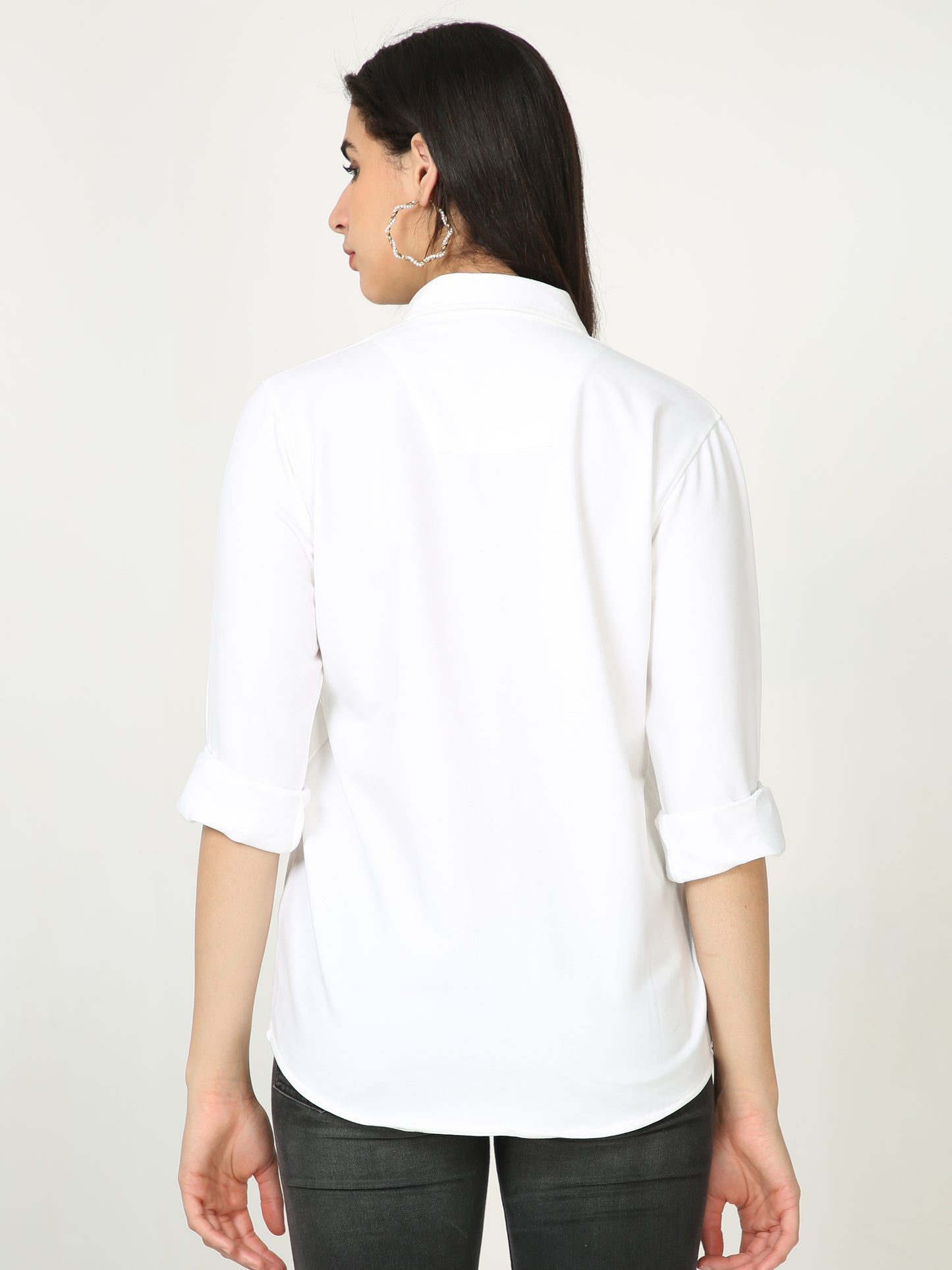 White Double Pocket Royal Knit Overshirt - UNISEX