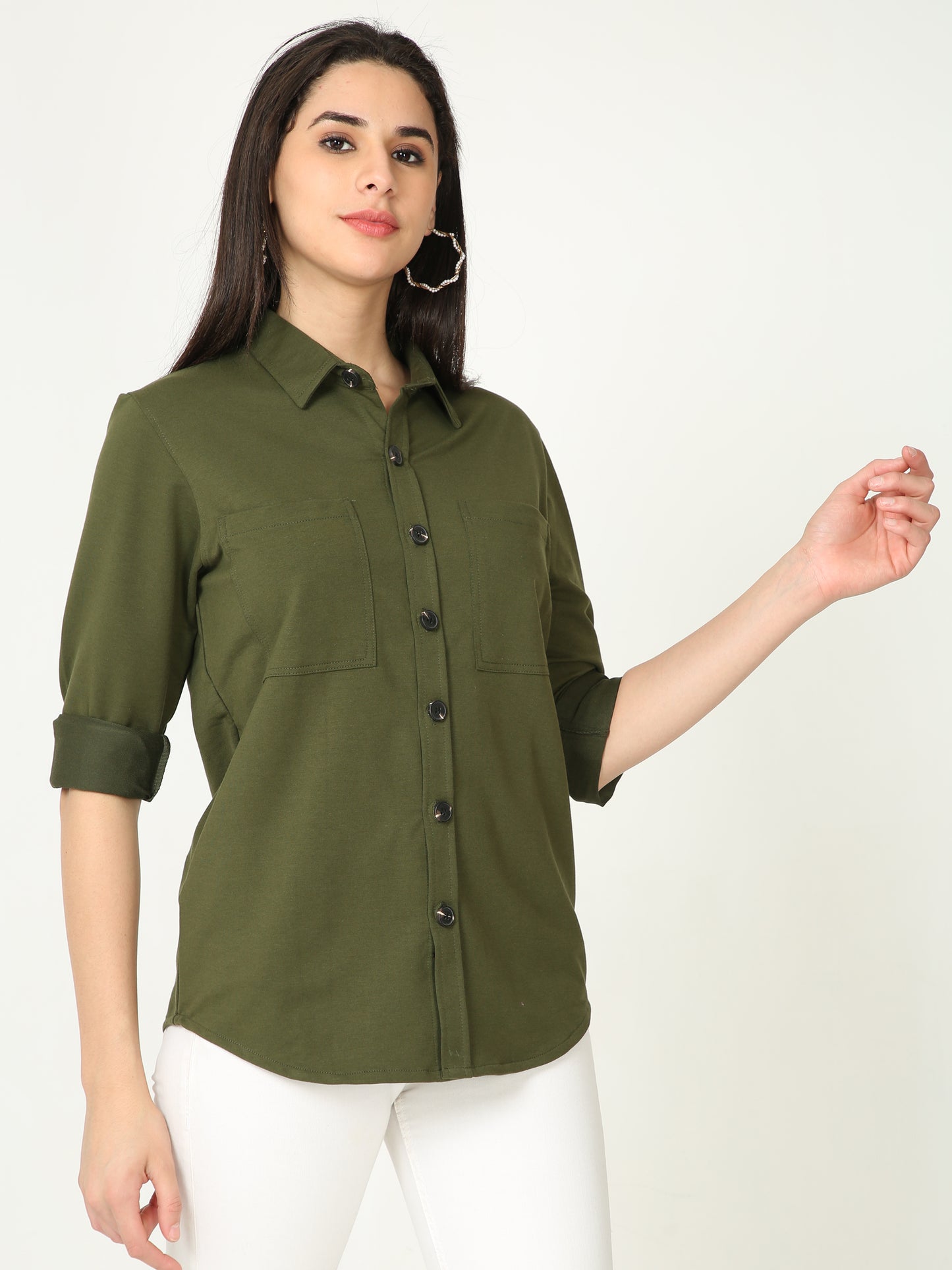 Green Double Pocket Royal Knit Overshirt - UNISEX