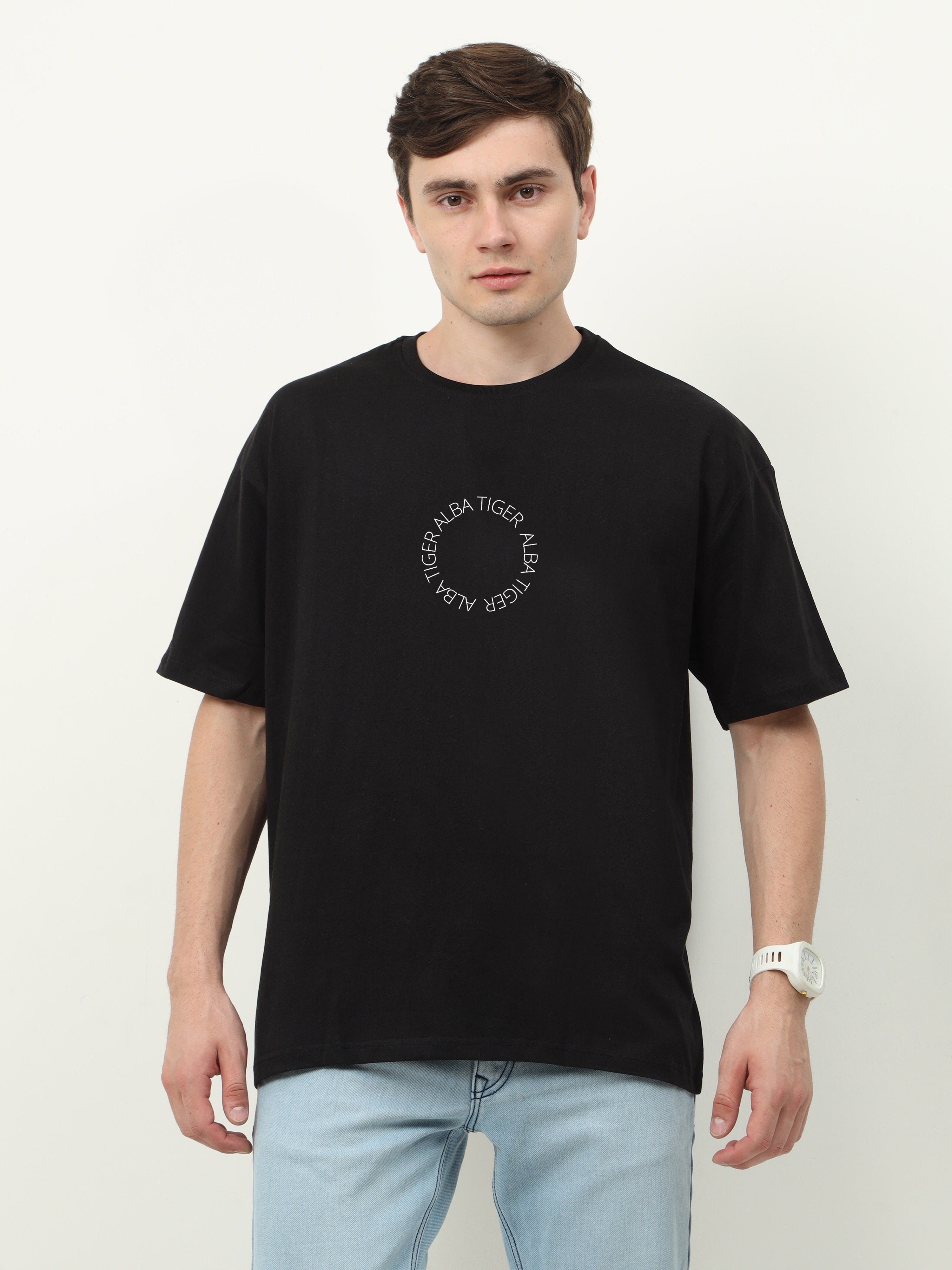 Black Love Alba Back tiger Printed Oversized T-shirt - UNISEX