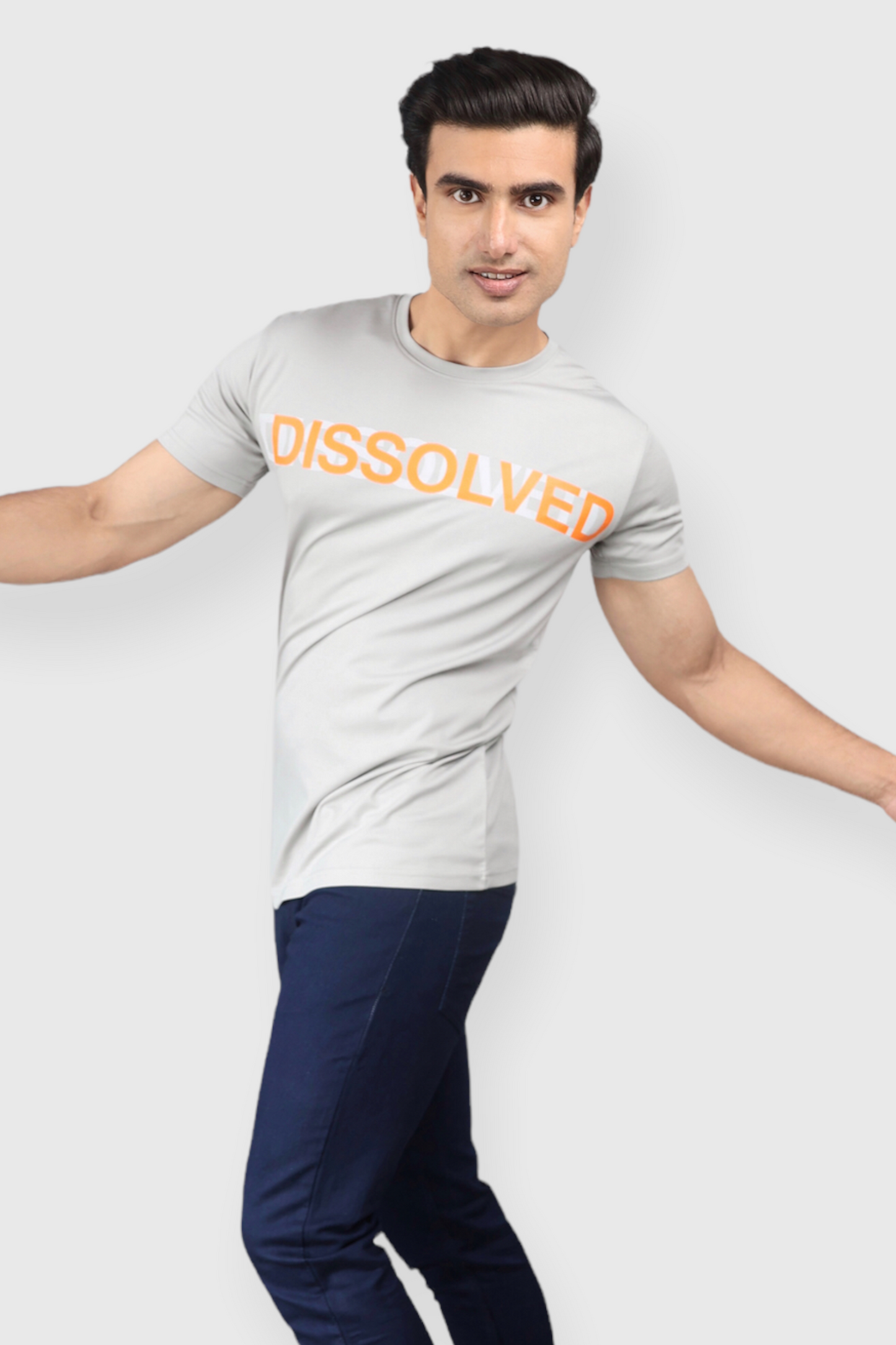 Gray dissolved printed Classic Italian printed T-shirt for men