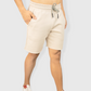 Beige casual cotton fleece shorts for men