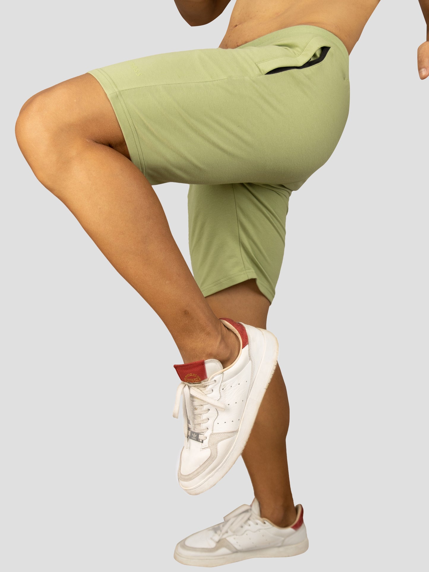 Green casual premium loopknit shorts for men