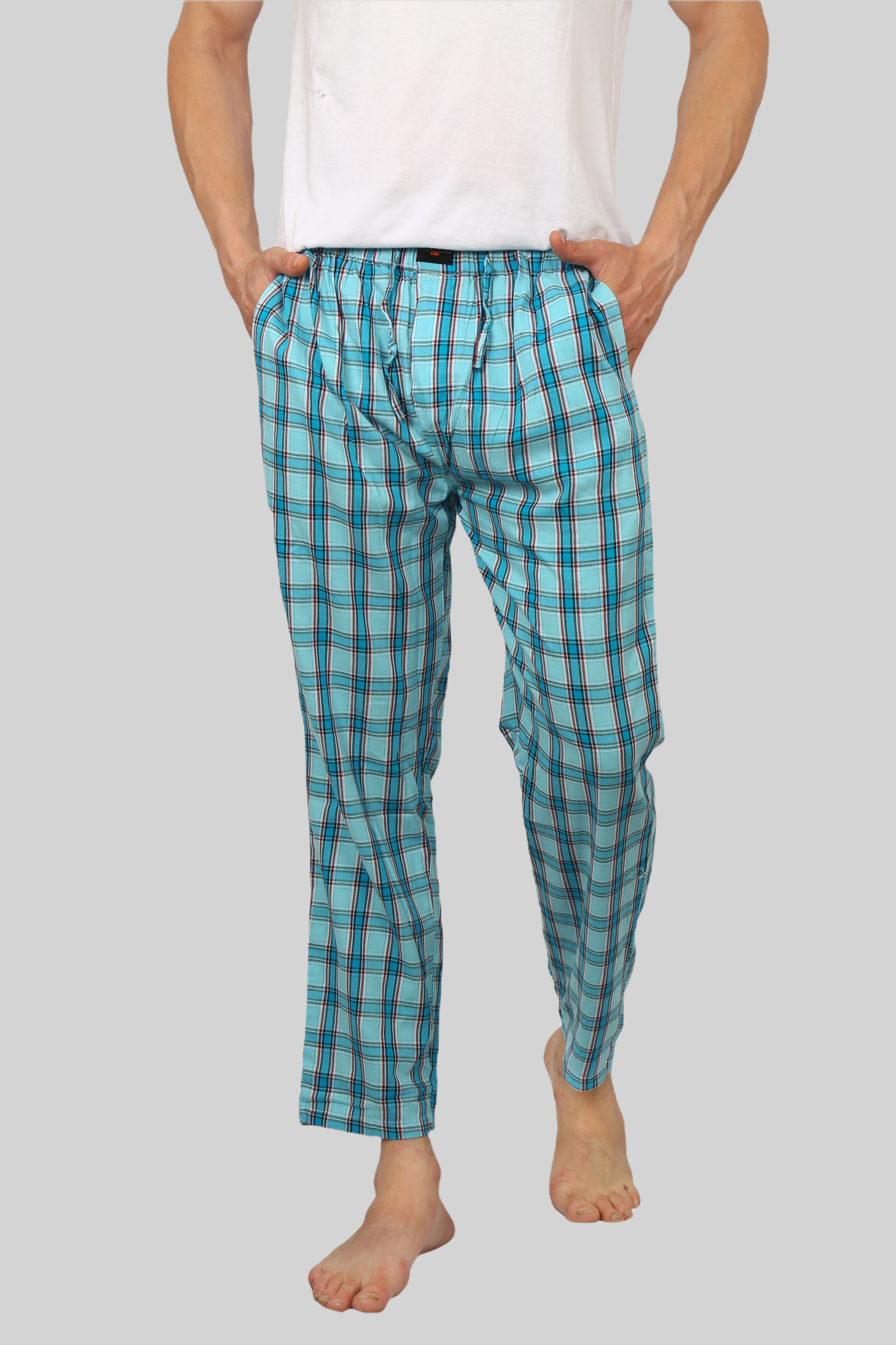 Baby Blue soft and super comfortable checkered pajamas for men