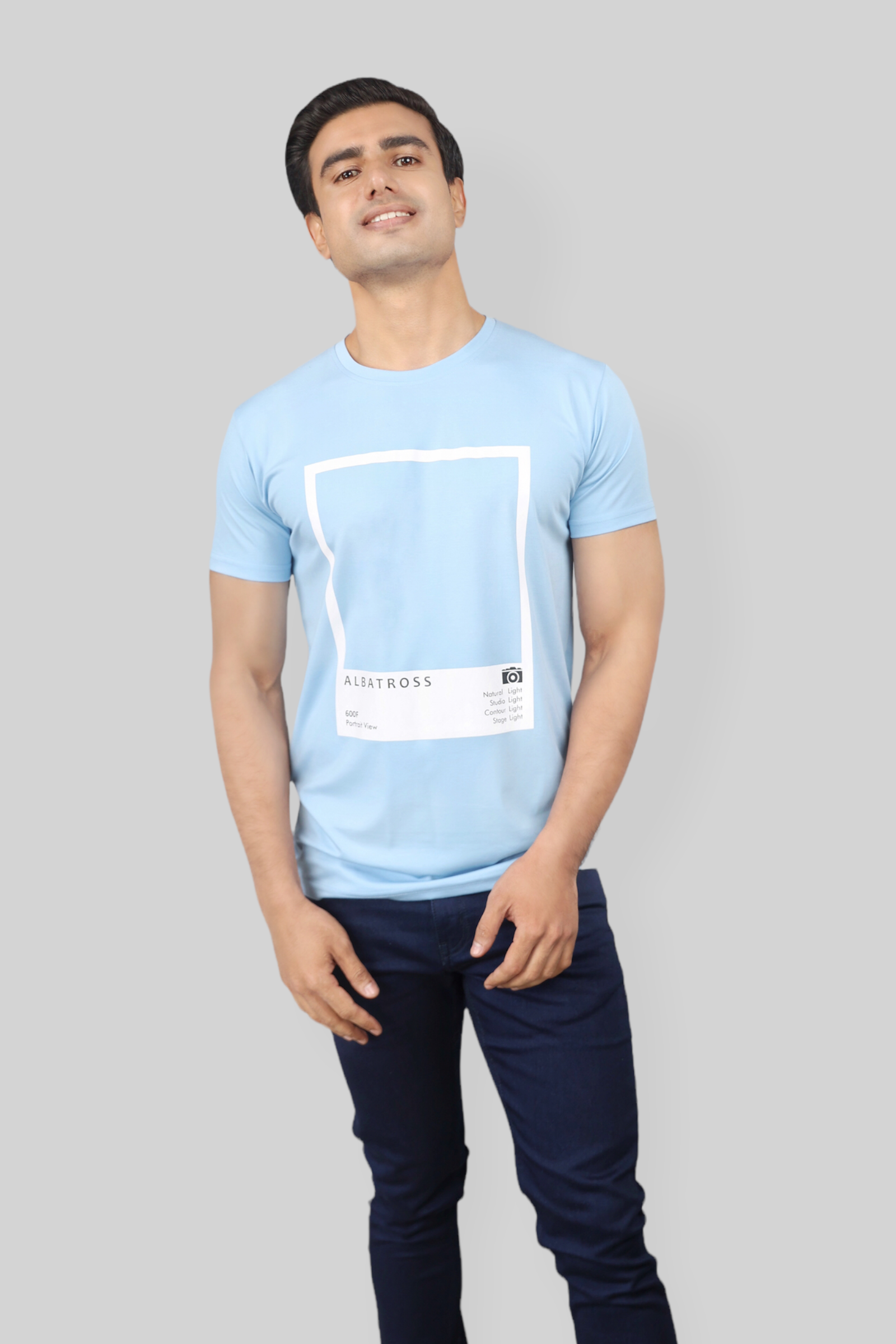 Sky blue t shirt combination hotsell