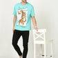 Aqua marine dancing tiger Printed Oversized T-shirt