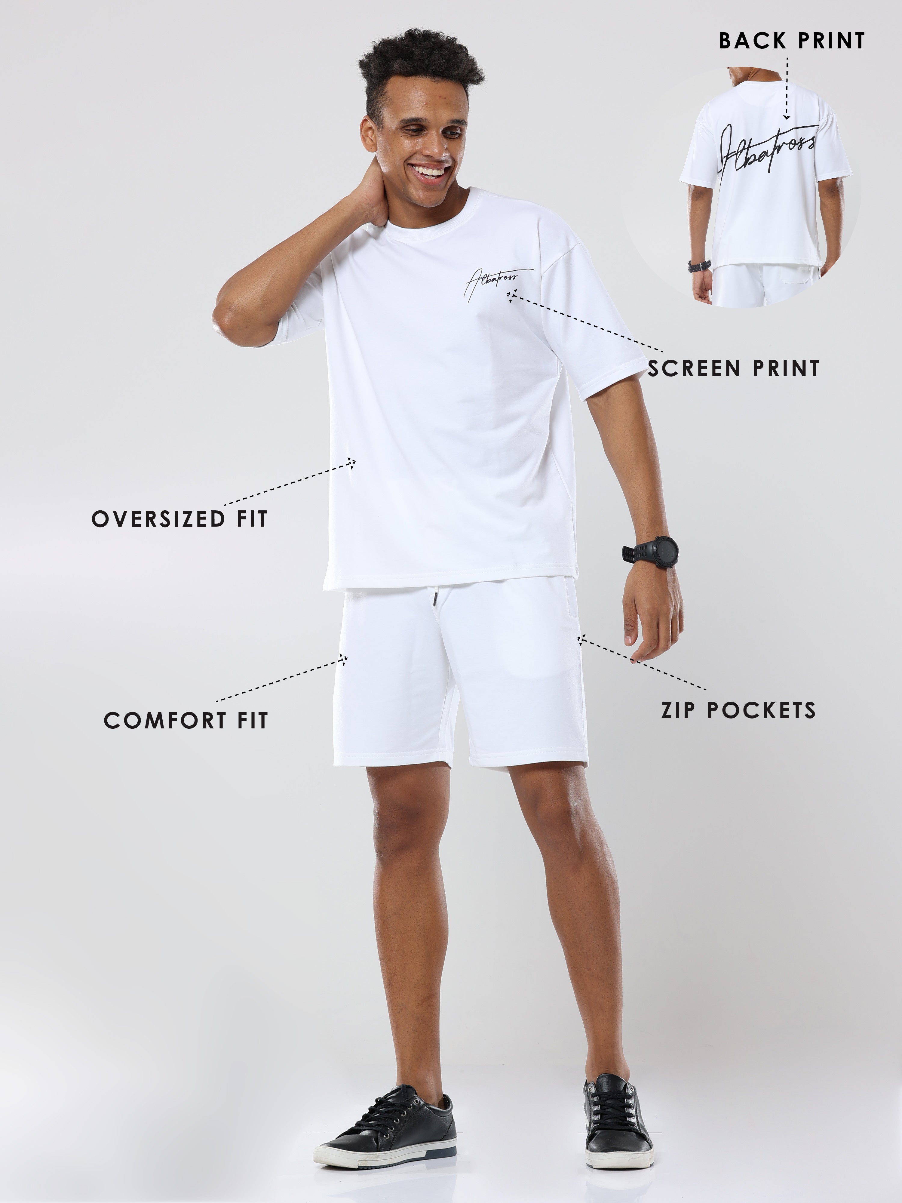 طقم ألباتروس وايت باكبرينت فيري بريميوم منسق - للجنسين