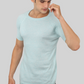 Sky Blue Half Sleeve Flat Knit round neck T-Shirt mens
