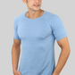Sky Blue Half Sleeve Flat Knit round neck T-Shirt