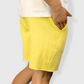Lemon Yellow casual cotton fleece shorts for men