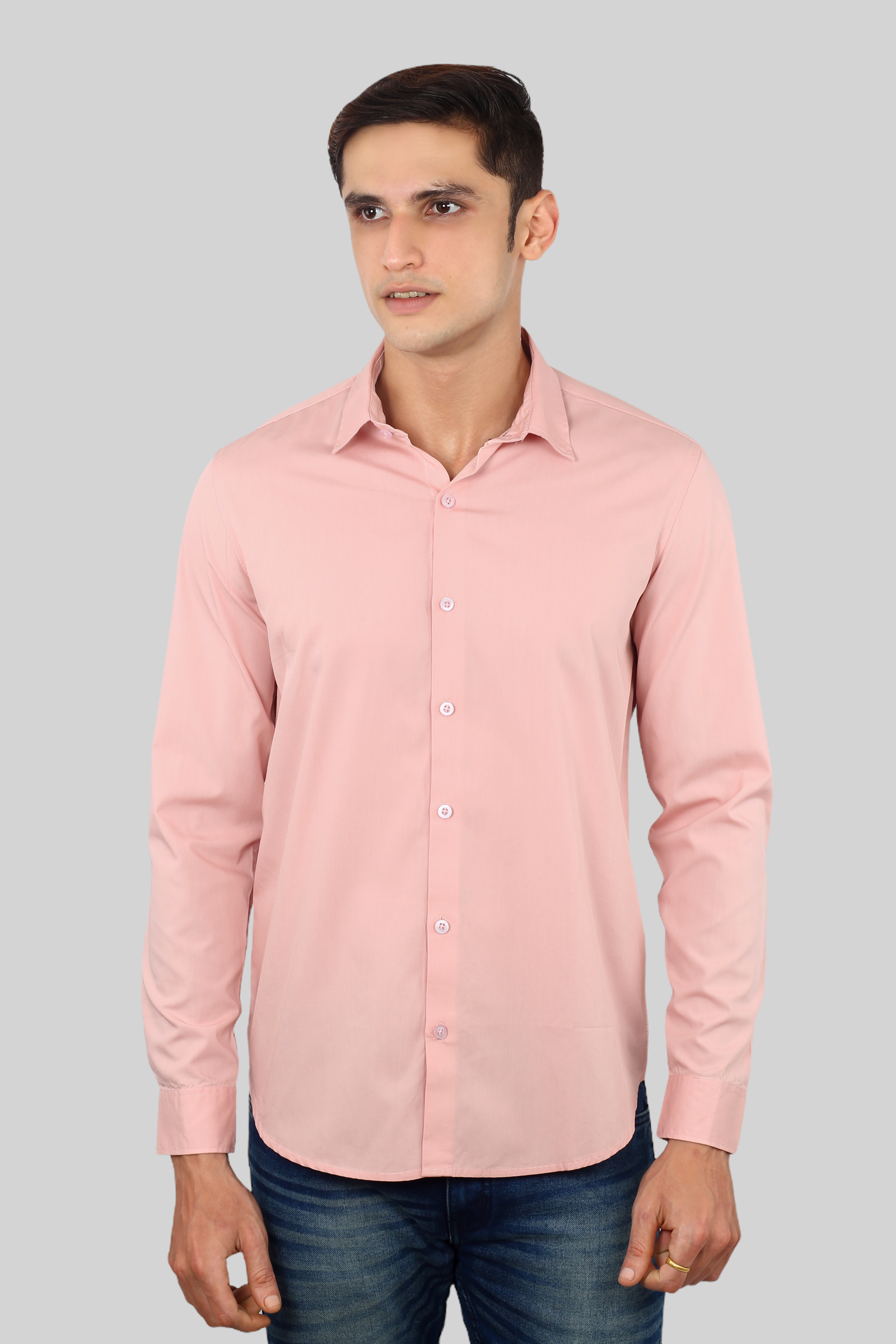 Light Pink Plain Cotton Shirt