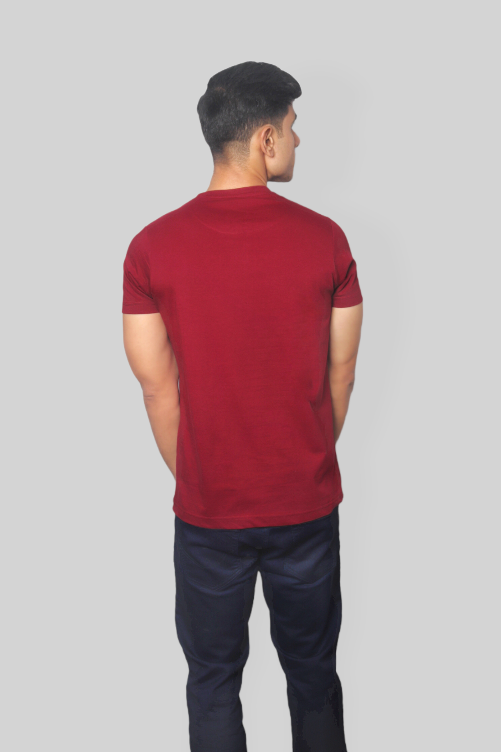 Solid Maroon plain Round Neck Cotton Tshirt for men