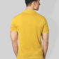 Mustard Half Sleeve self textured Flat Knit Collar T-Shirt