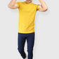 Mustard Half Sleeve Flat Knit self striped Round neck T-Shirt for men