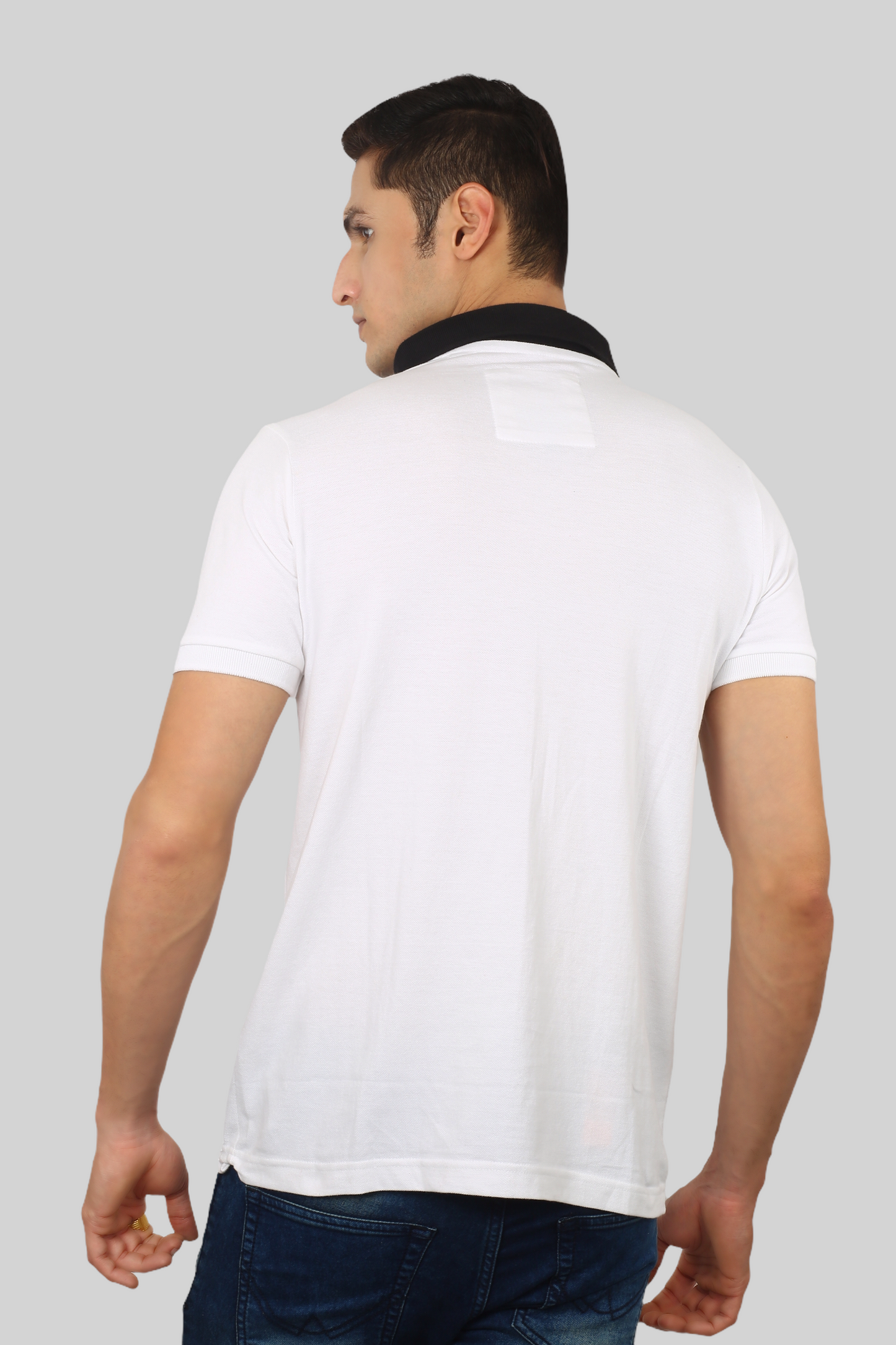 Black-Orange Albatross men’s panel color-block cotton Matty collar tshirt