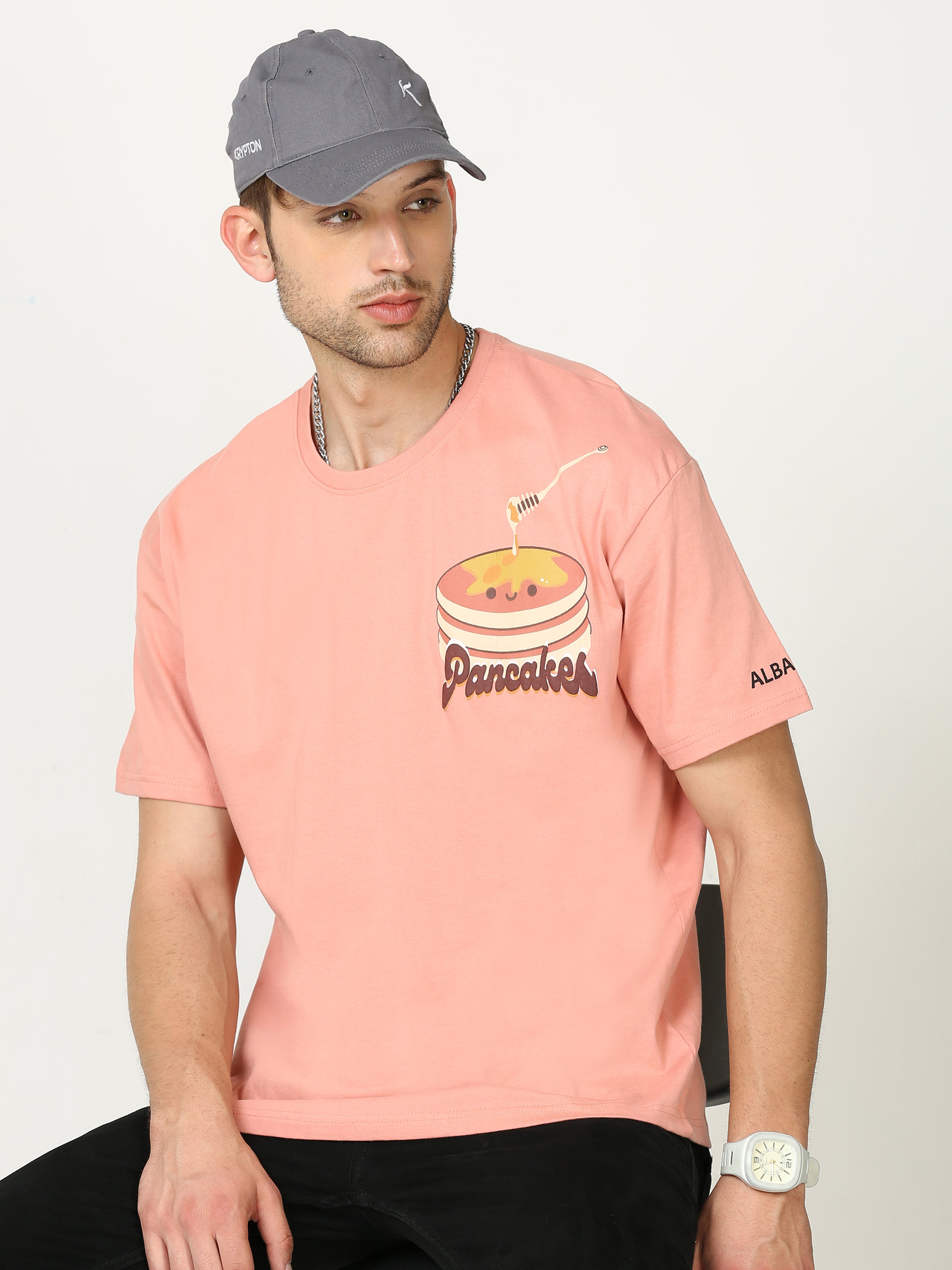Rose Gold Pancake Printed Oversized T-shirt
