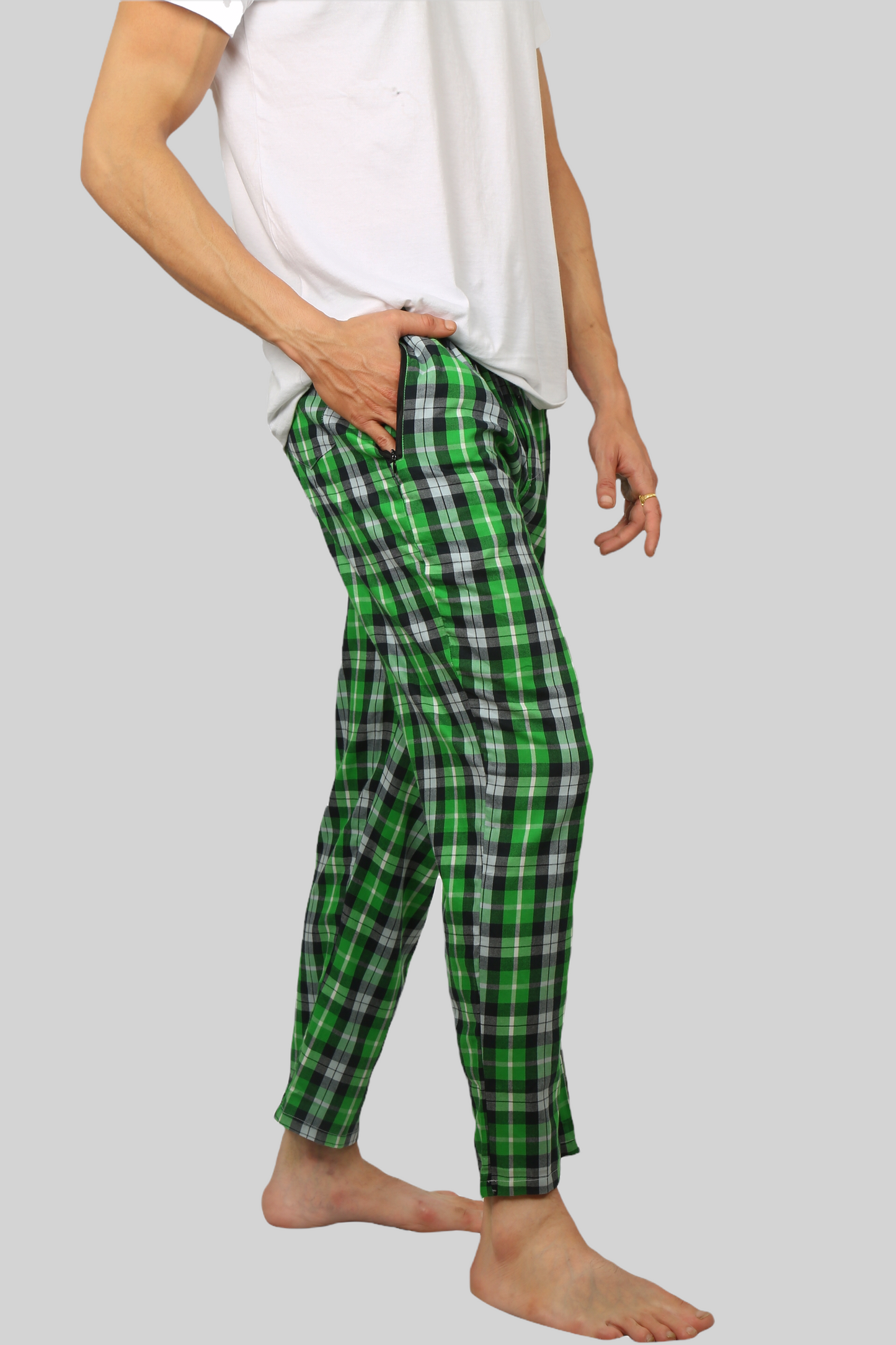 Parrot Green soft and super comfortable checkered pajamas for men