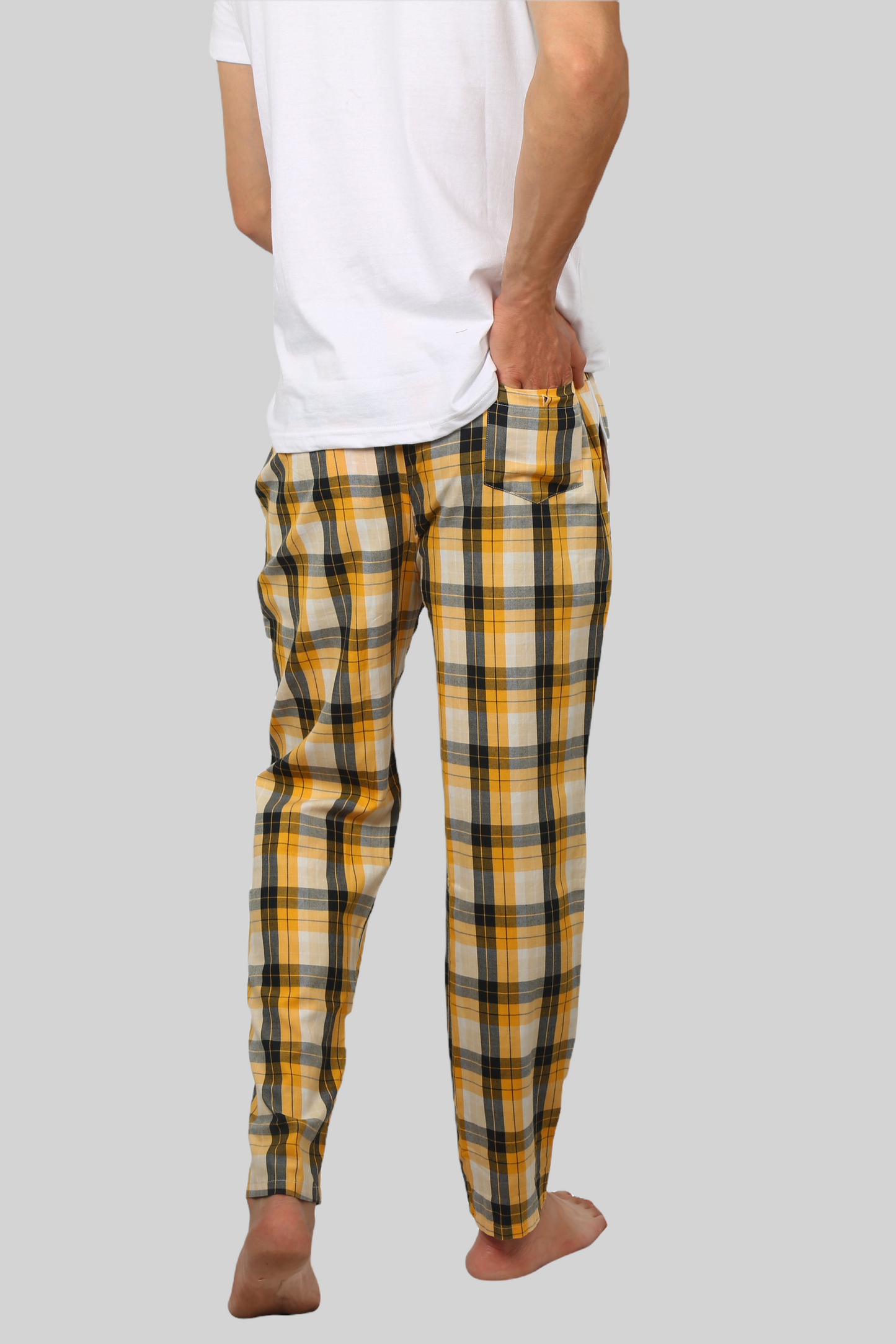 Yellow soft and super comfortable checkered pajamas for men
