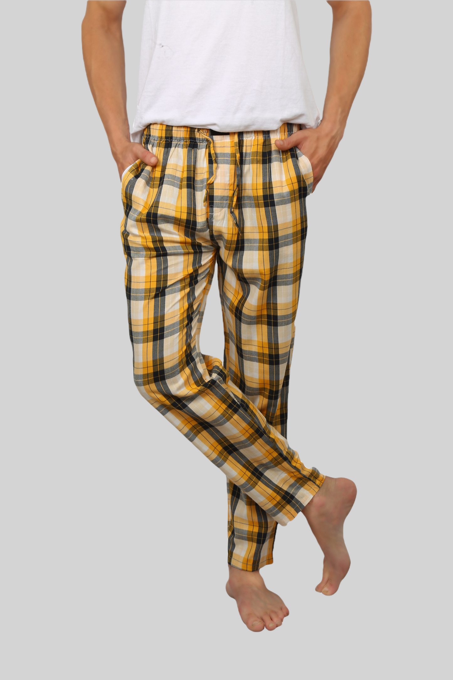 Yellow soft and super comfortable checkered pajamas for men