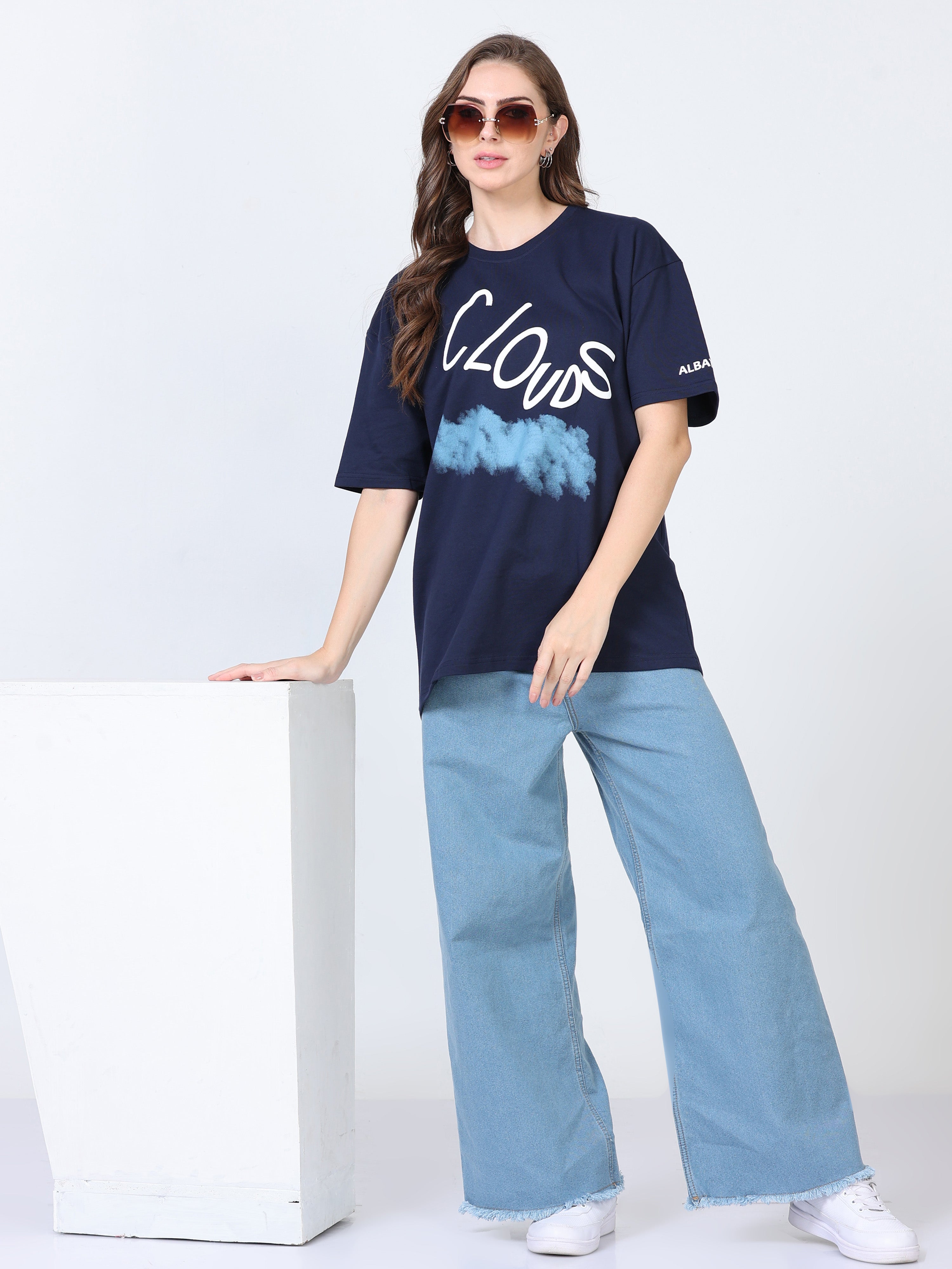 Blue Clouds Heavy Oversized T-shirt - UNISEX