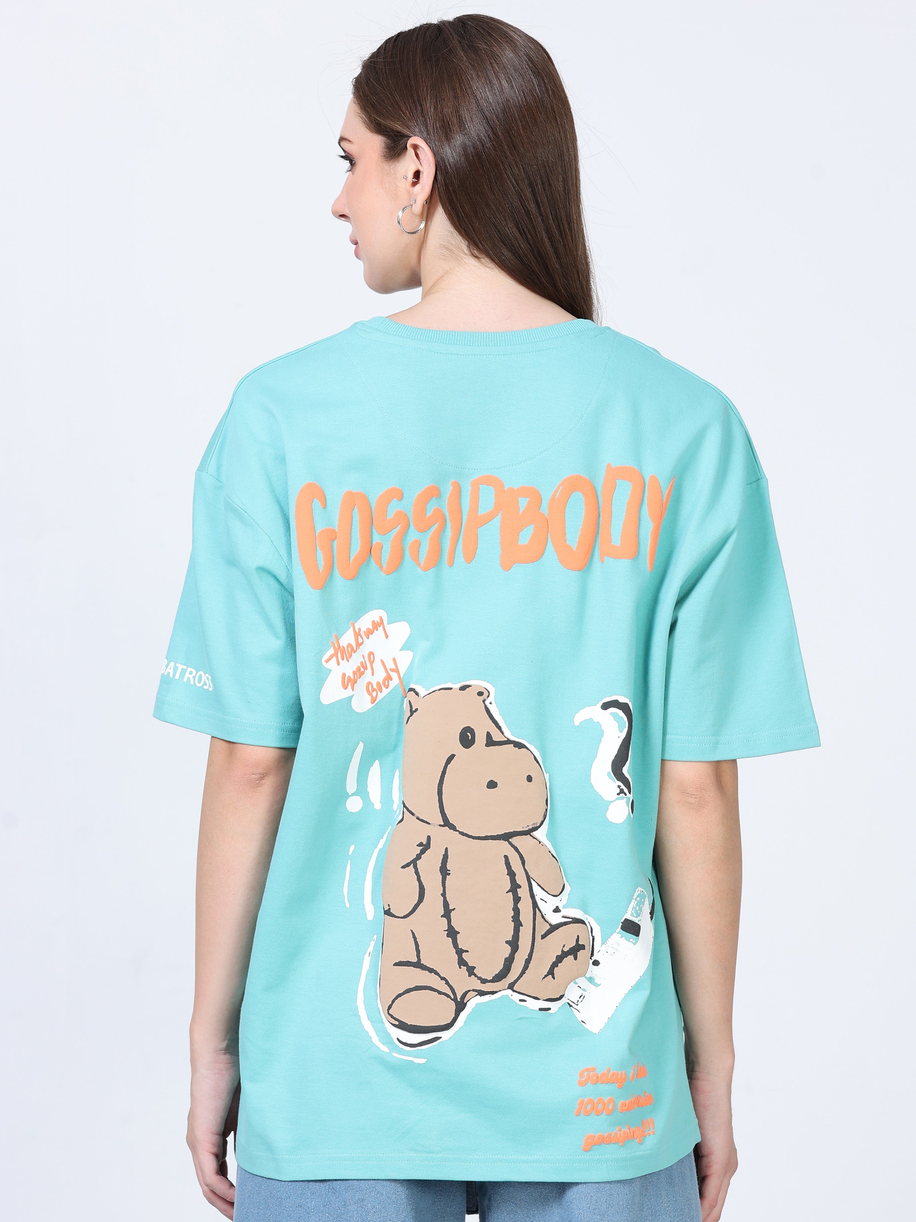 تي شيرت Sea Green Gossip Body Heavy Oversized T-Shirt - للجنسين