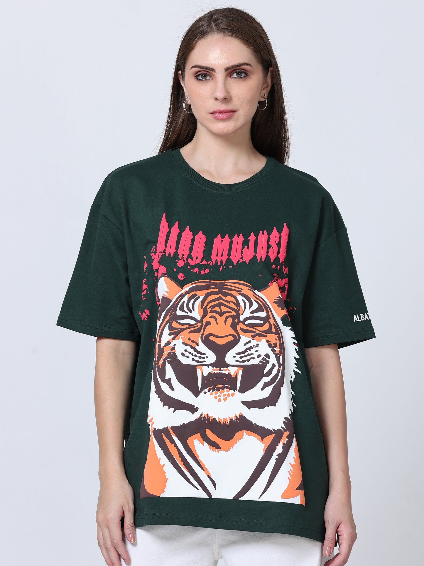 Dark Green Laughing Tiger Heavy Oversized T-shirt - UNISEX