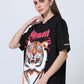 Black Laughing tiger Heavy Oversized T-shirt - UNISEX