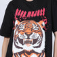 Black Laughing tiger Heavy Oversized T-shirt - UNISEX