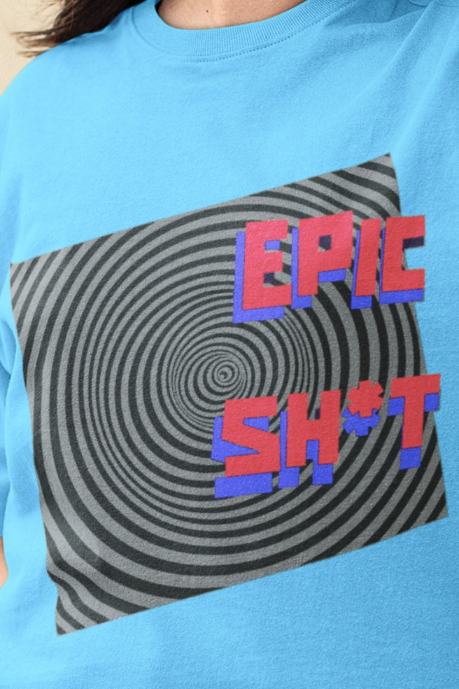 تي شيرت أزرق مطبوع عليه Epic Shit كبير الحجم - للجنسين