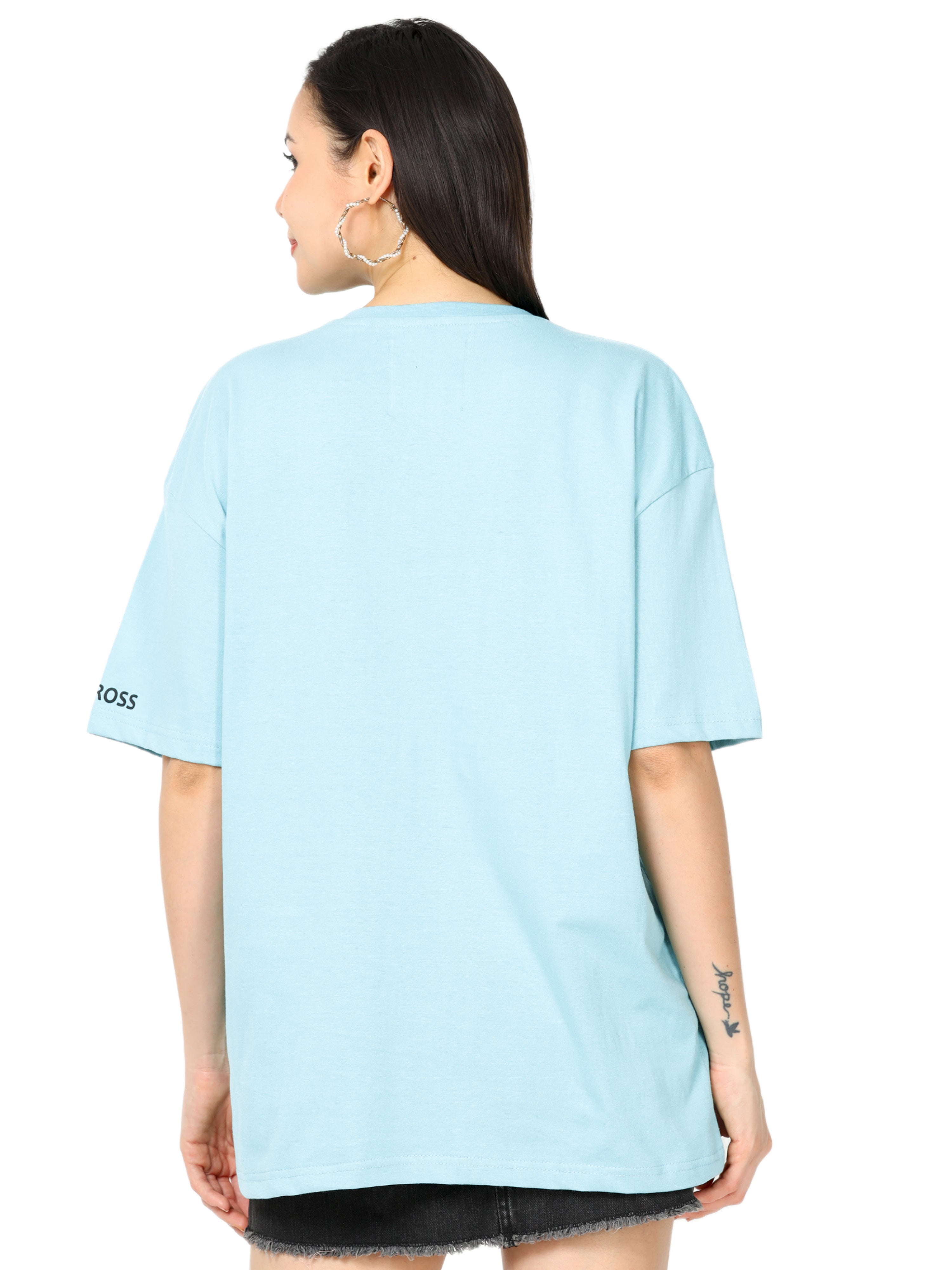 Light blue dancing tiger Printed Oversized T-shirt for Women