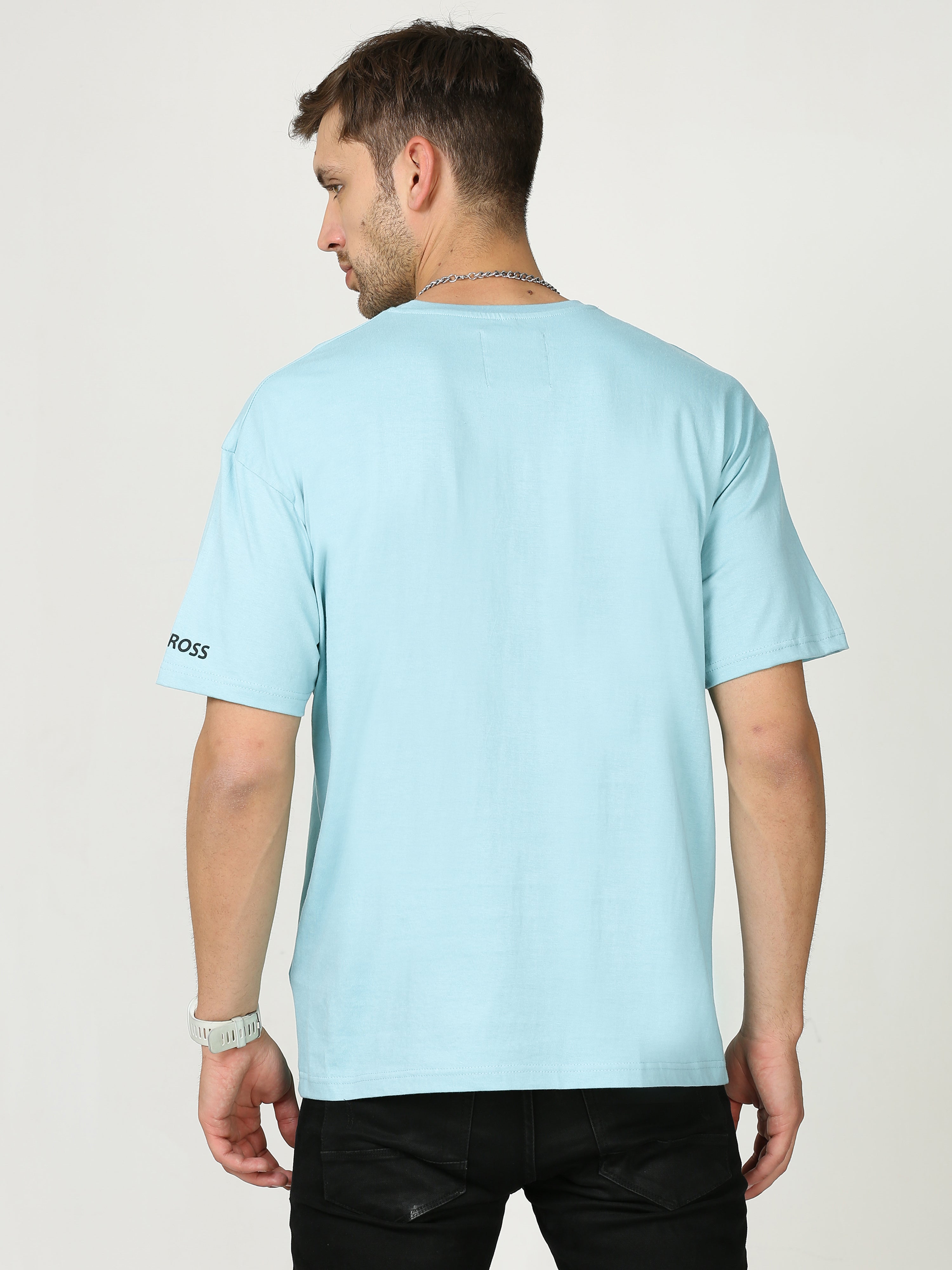 Light Blue dancing tiger Printed Oversized T-shirt