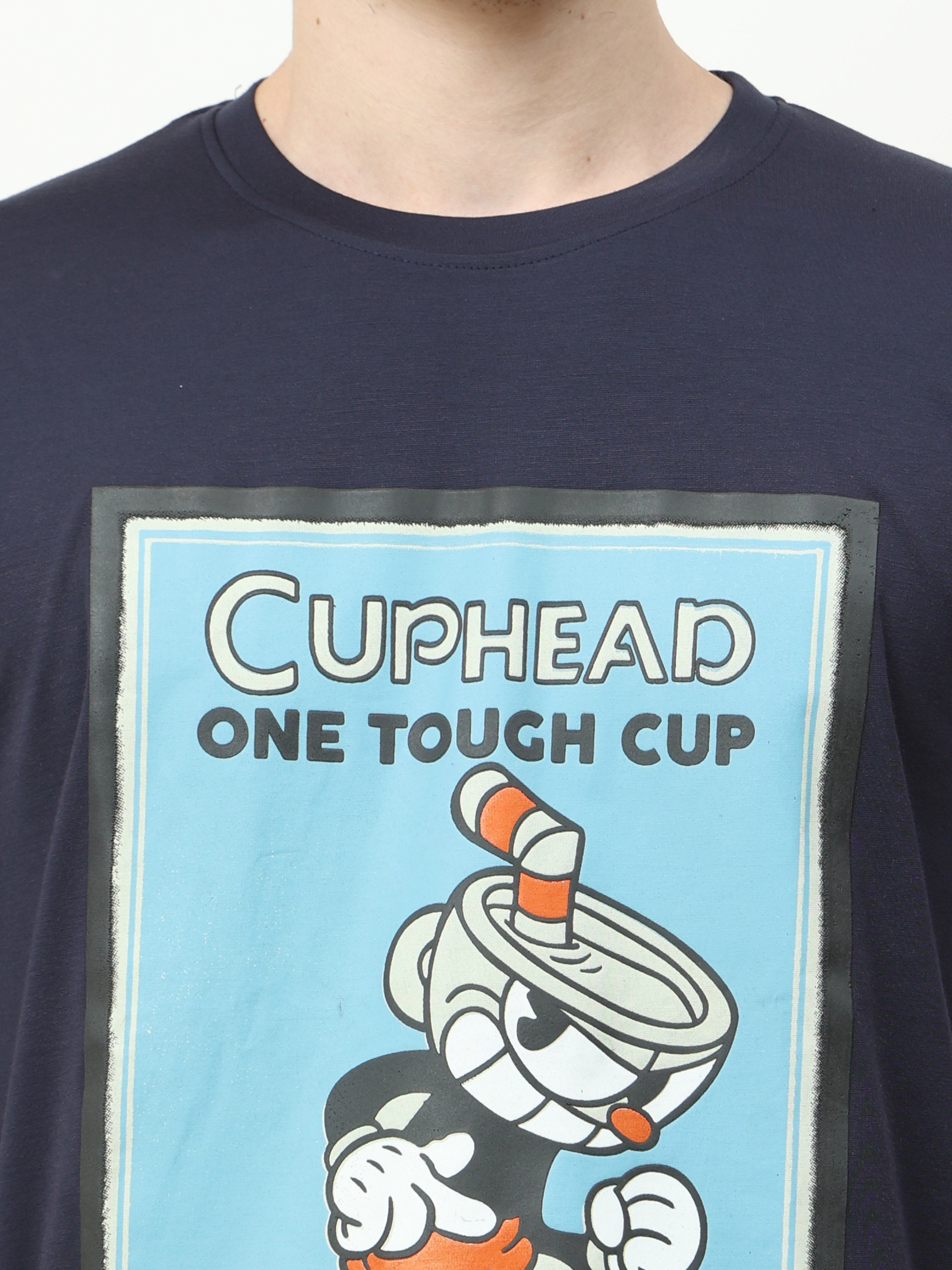 Classic Italian Blue Cuphead printed T-shirt for men