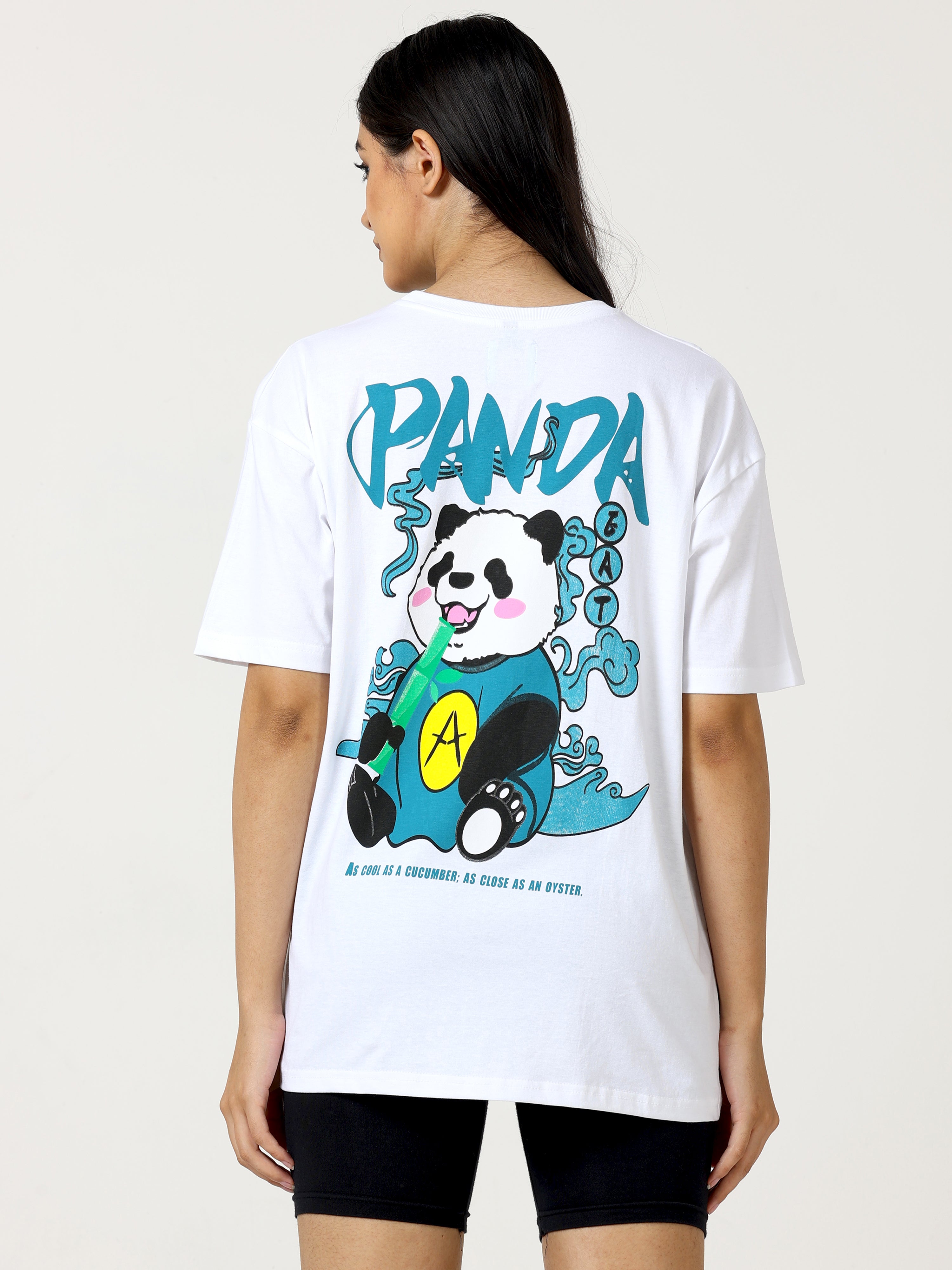 White Panda Printed Oversized T-shirt - UNISEX