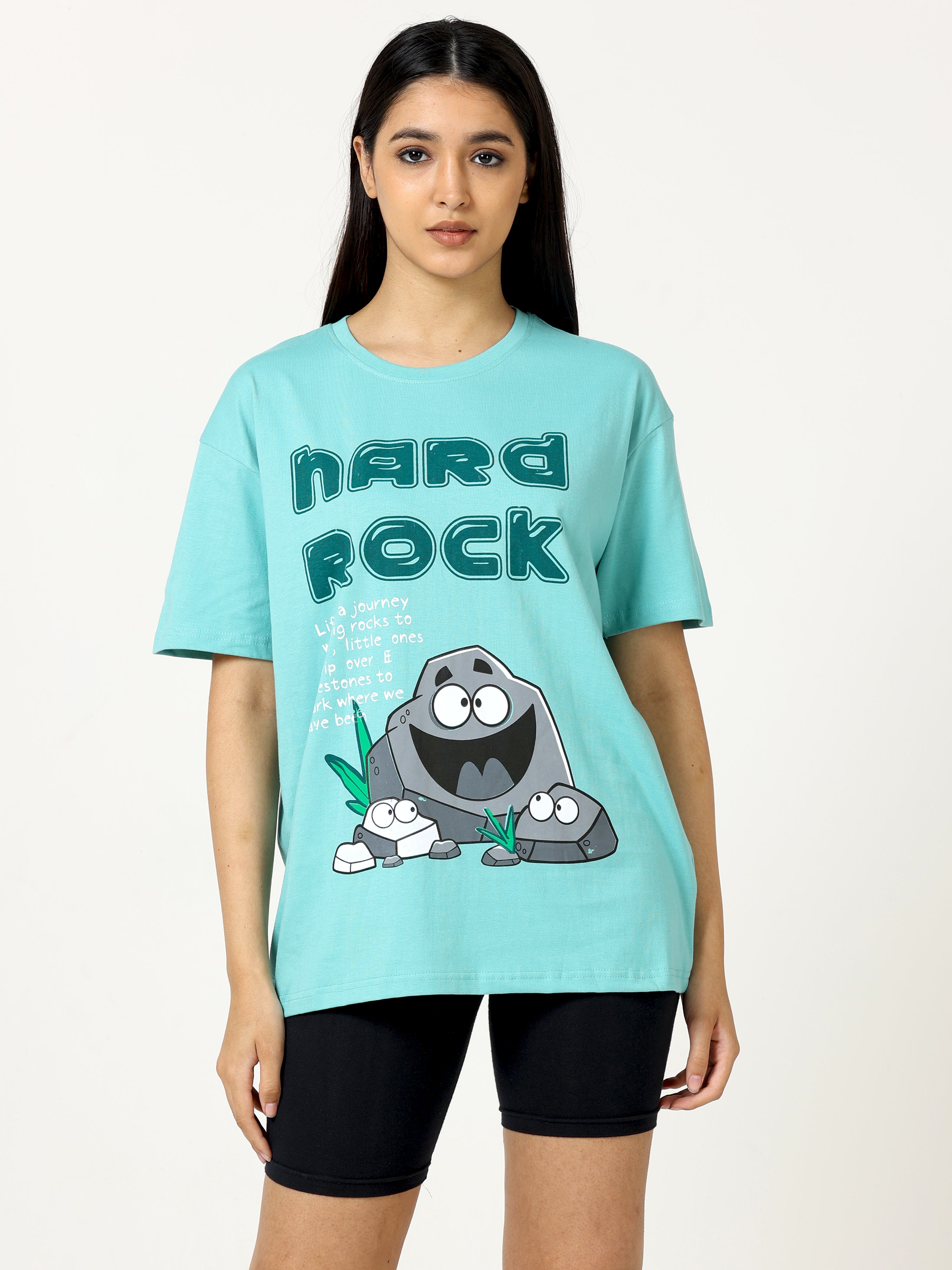 Aqua Marine Nard Rock Printed Oversized T-shirt - UNISEX