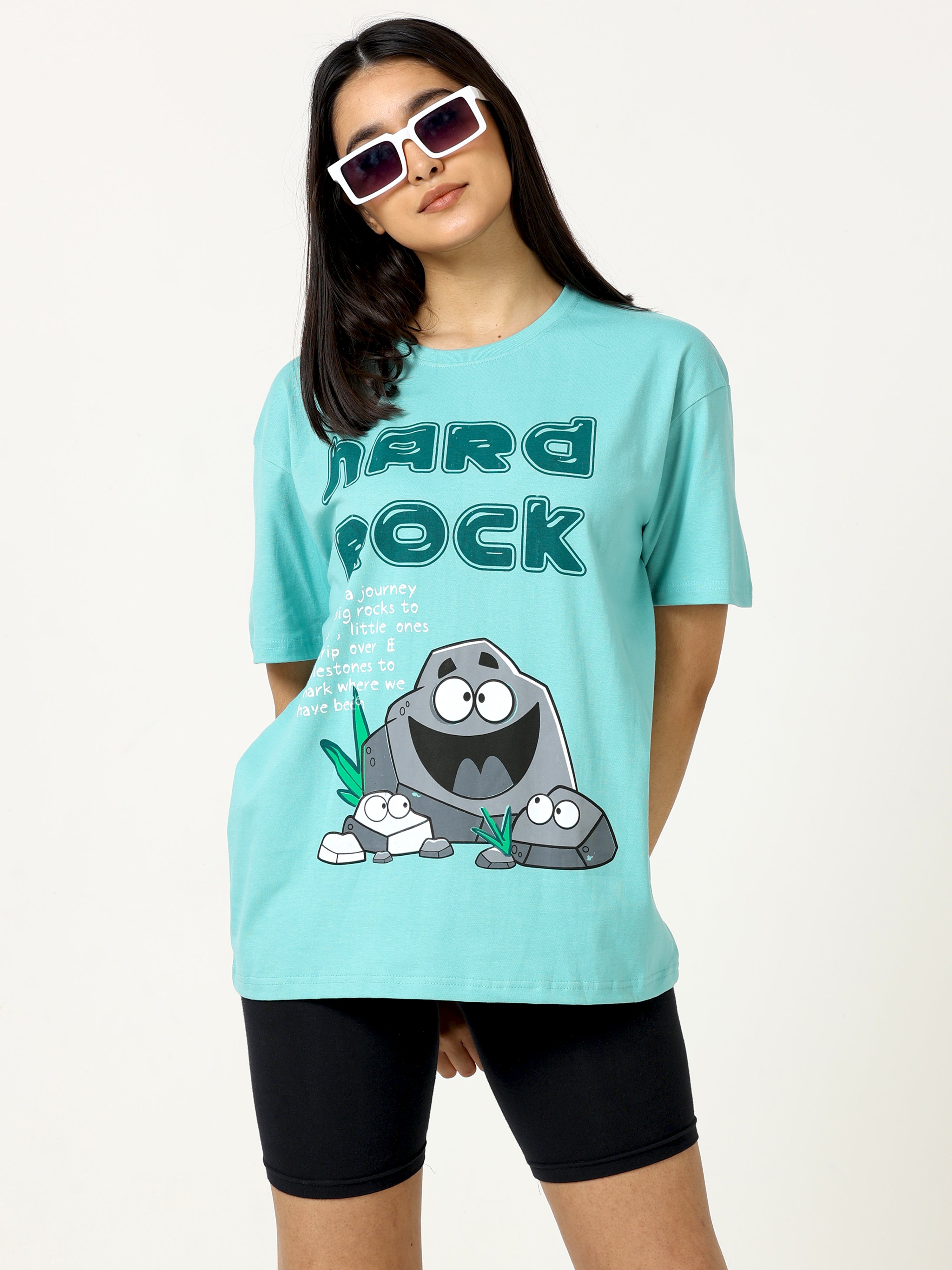 Aqua Marine Nard Rock Printed Oversized T-shirt - UNISEX