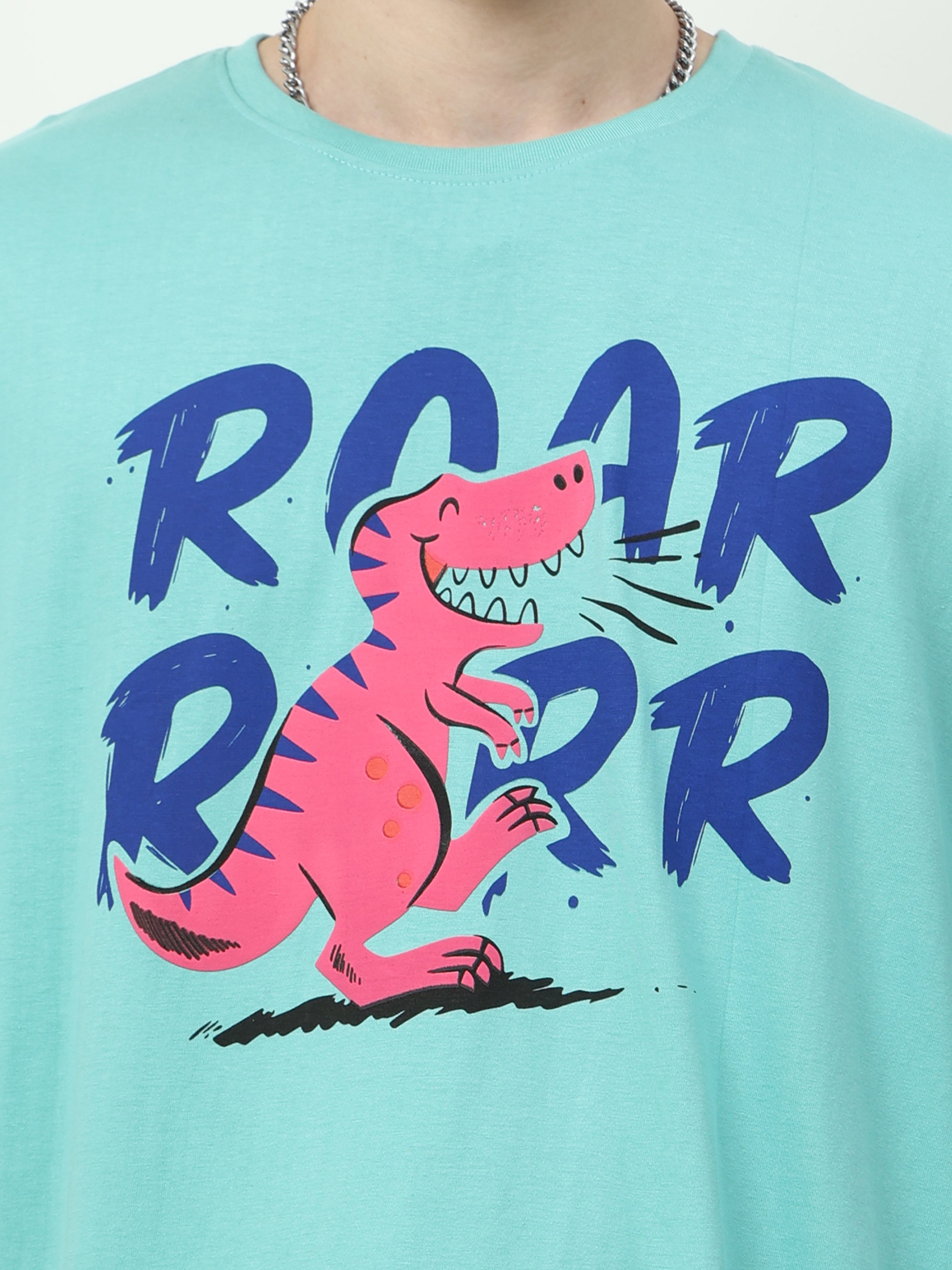 Green Roar Dinosaur Printed Oversized T-shirt - UNISEX