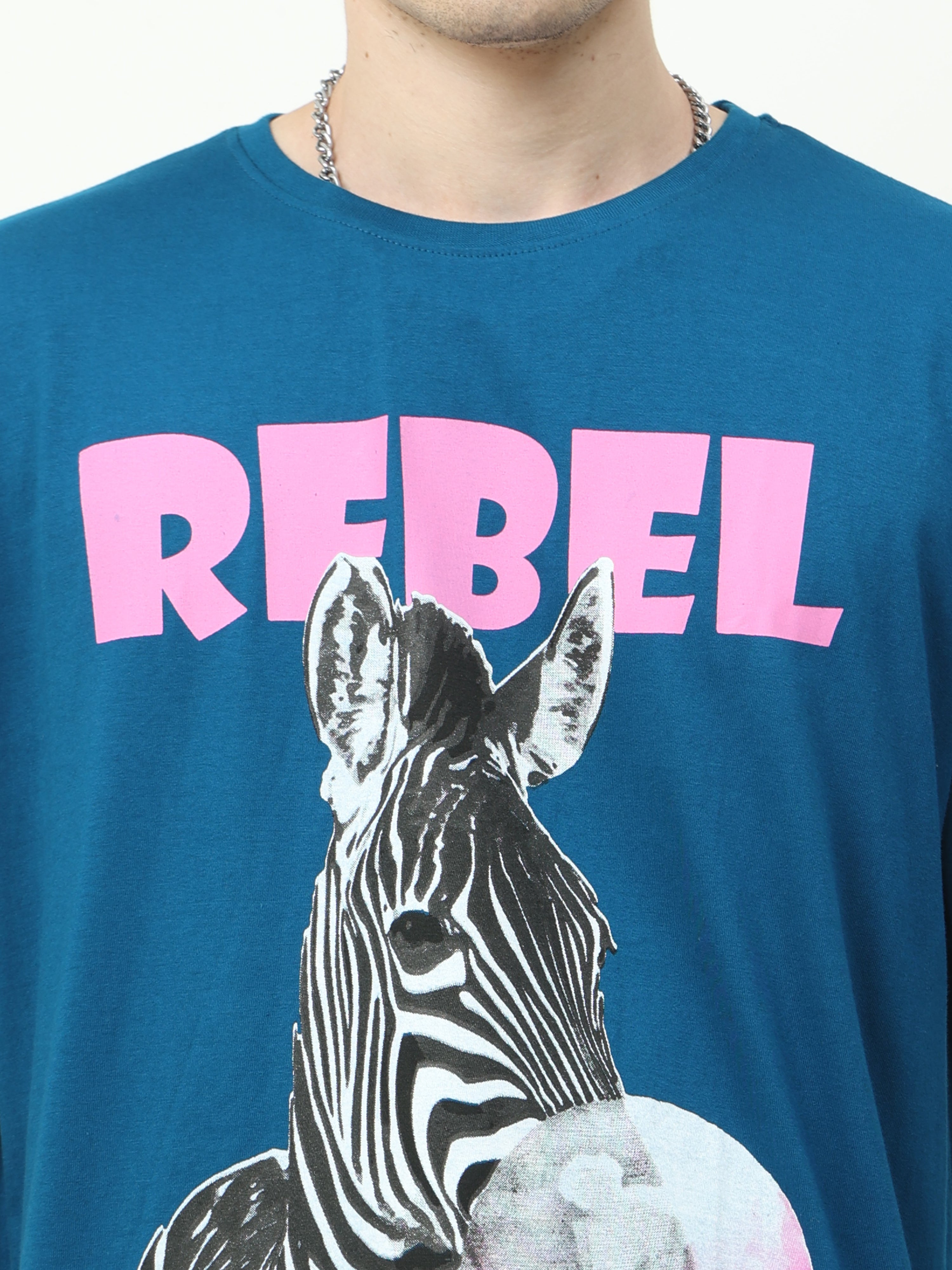 Blue Rebel Zebra Printed Oversized T-shirt - UNISEX