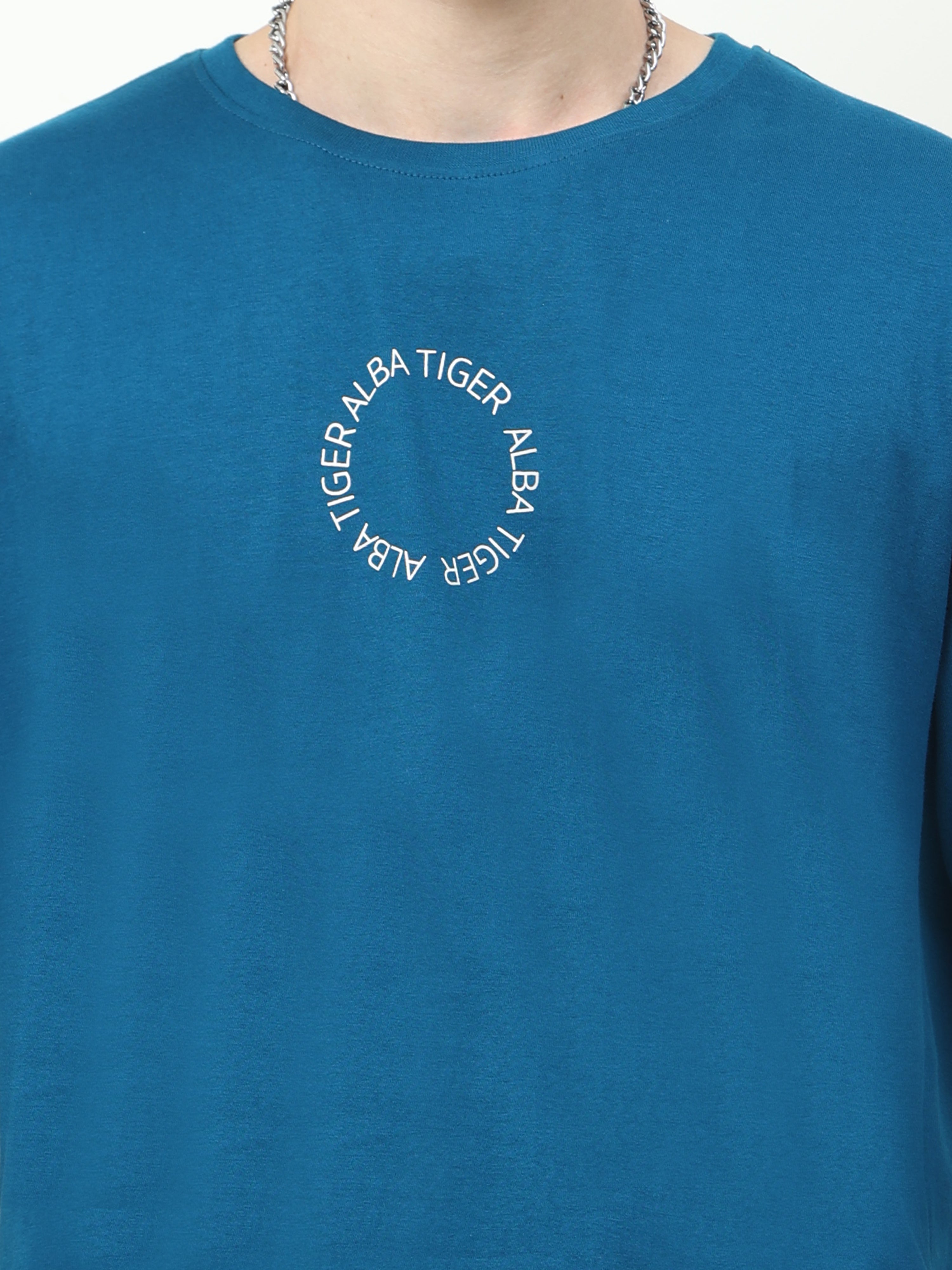 Blue Love Alba Back tiger Printed Oversized T-shirt - UNISEX