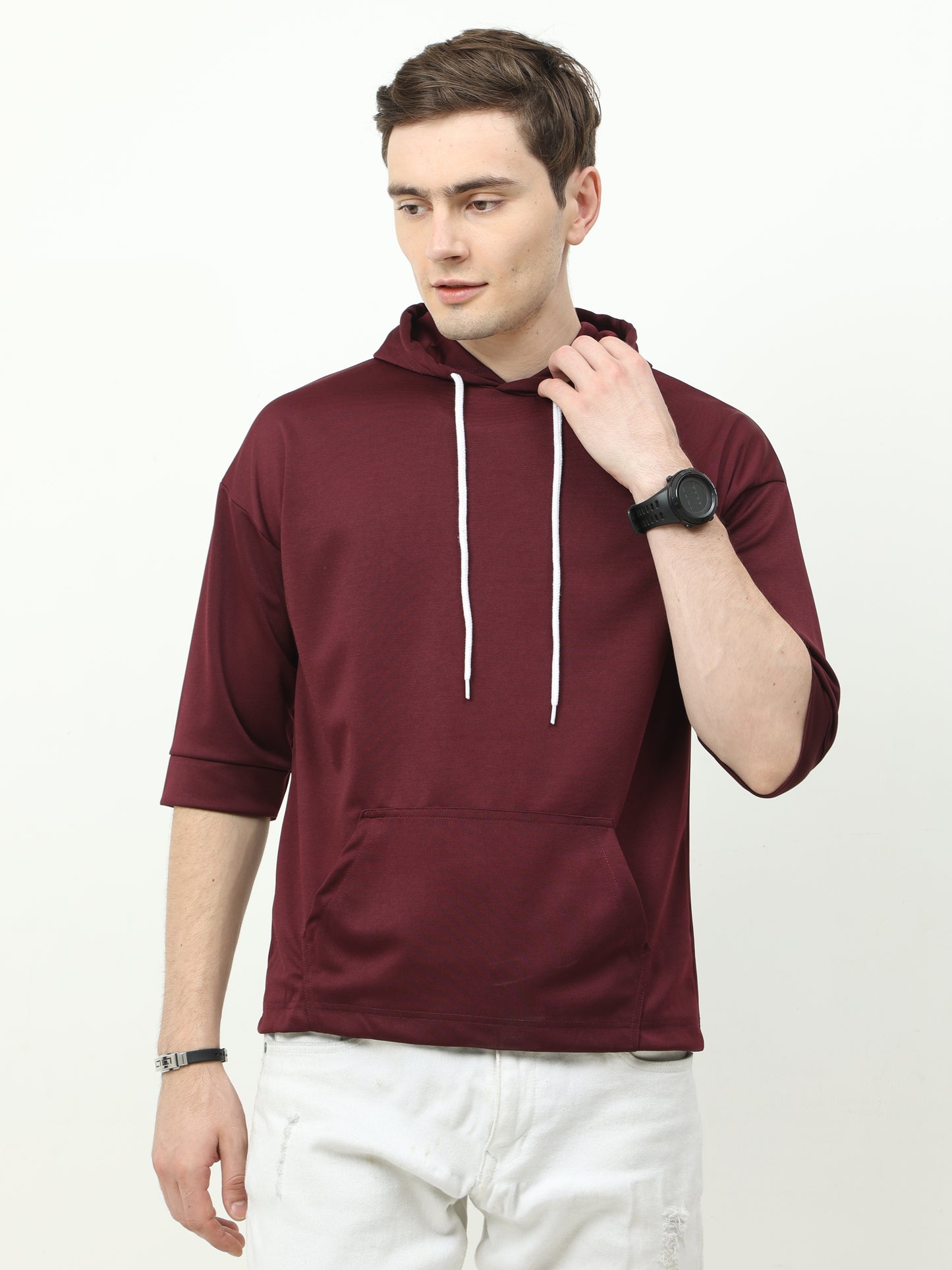 Maroon off shoulder Oversized Hoodie