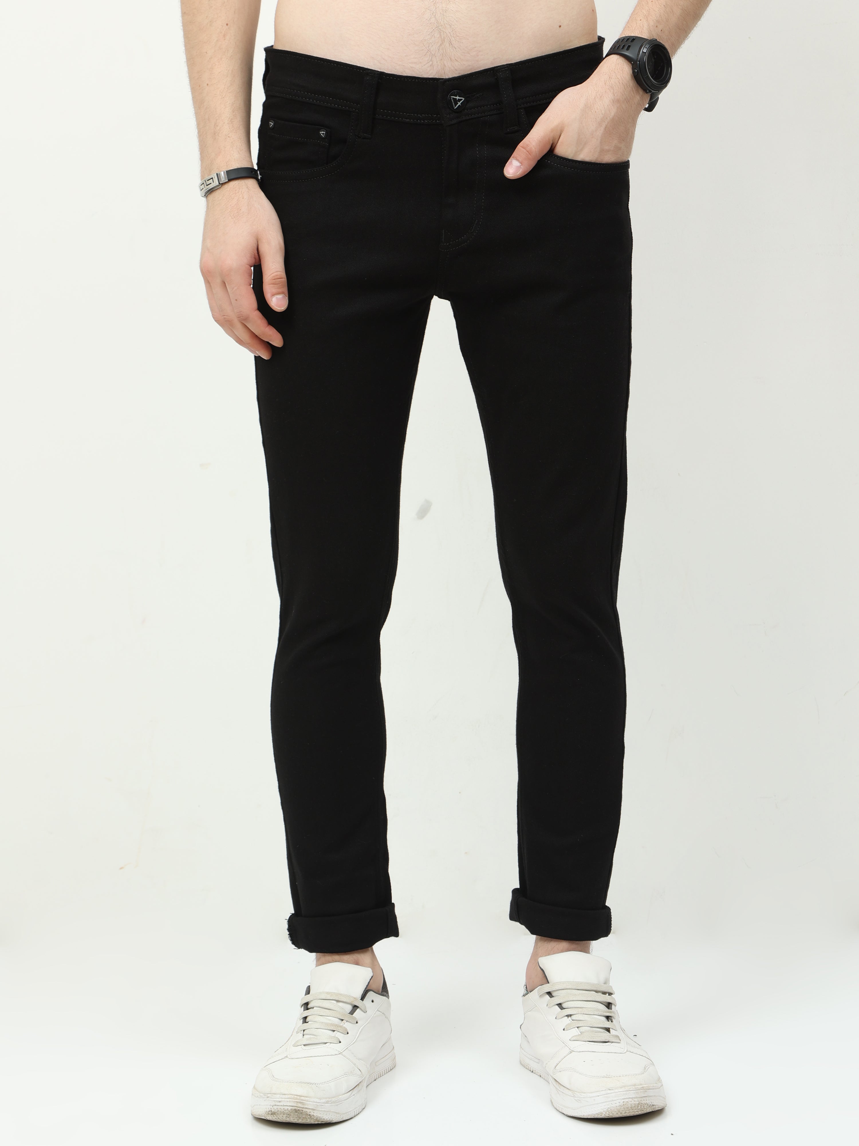 Jet Black Slim fit mid rise Jeans