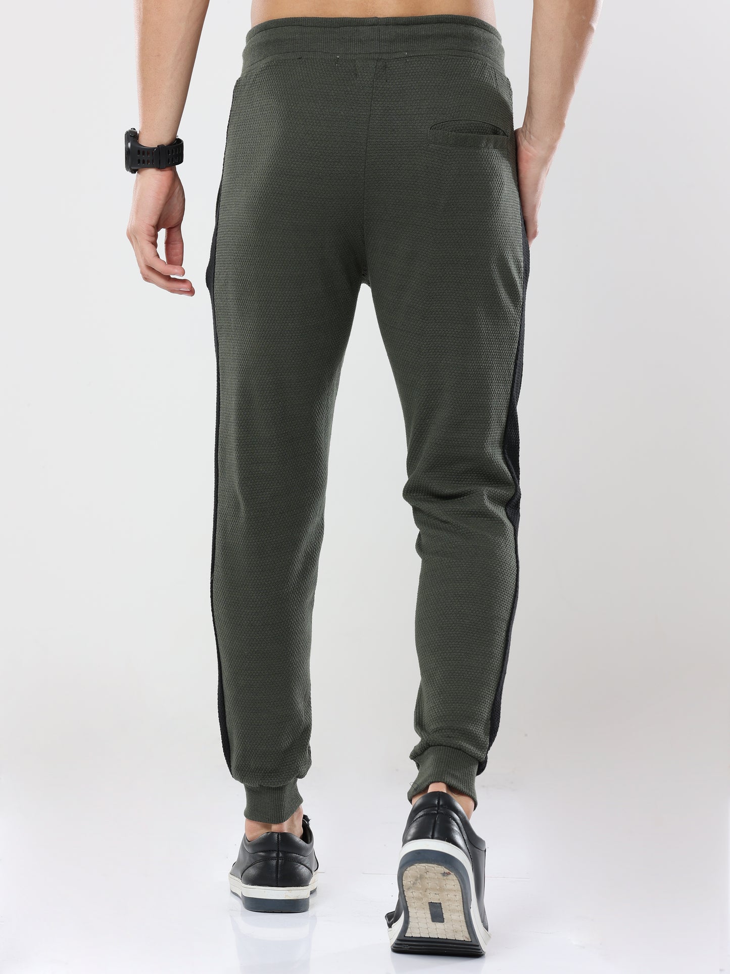 Bottle Green striped casual premium Popcorn Track Pant for mens