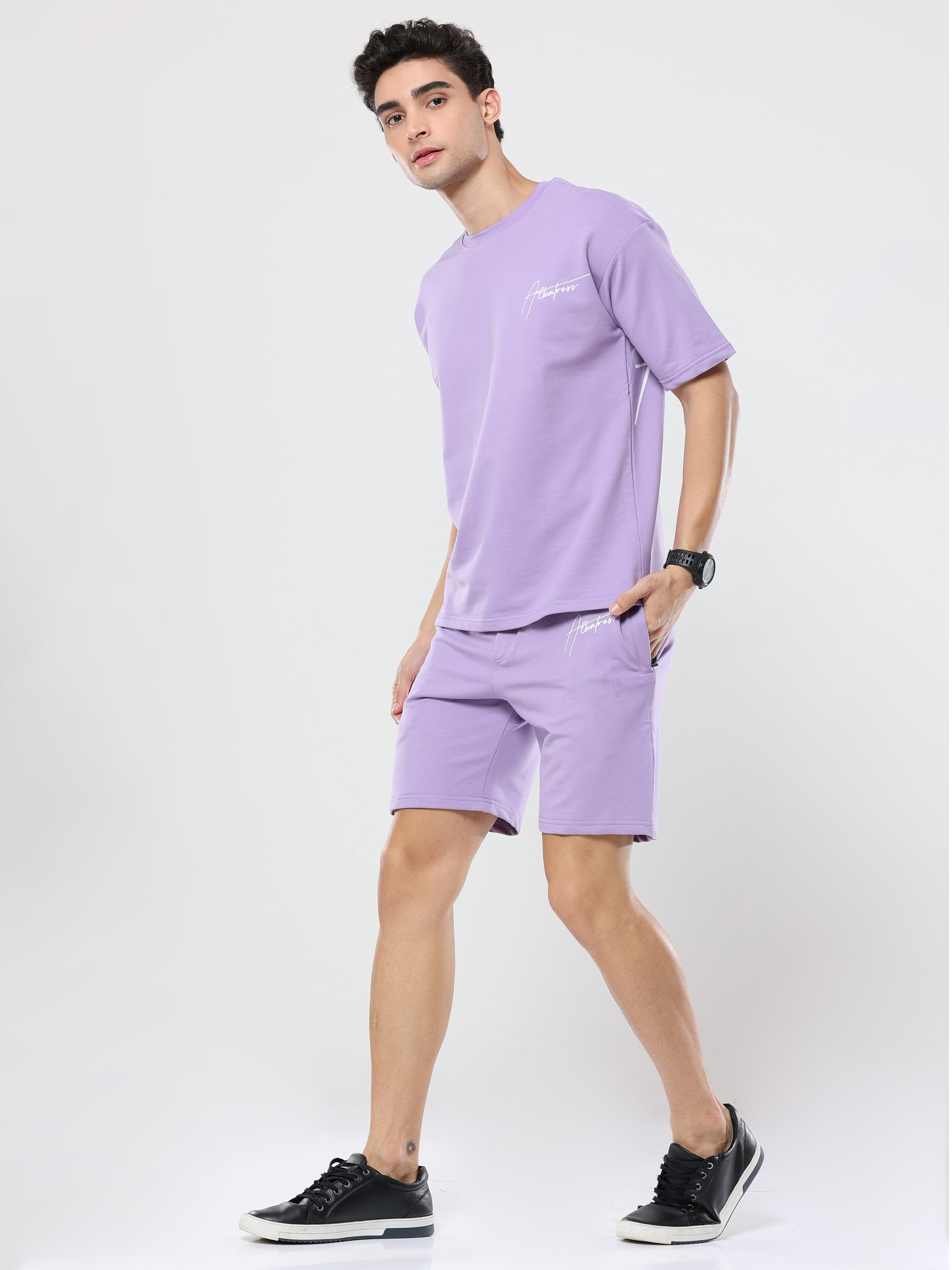طقم ملابس Albatross Purple Backprint Very Premium Co-Ordset - للجنسين