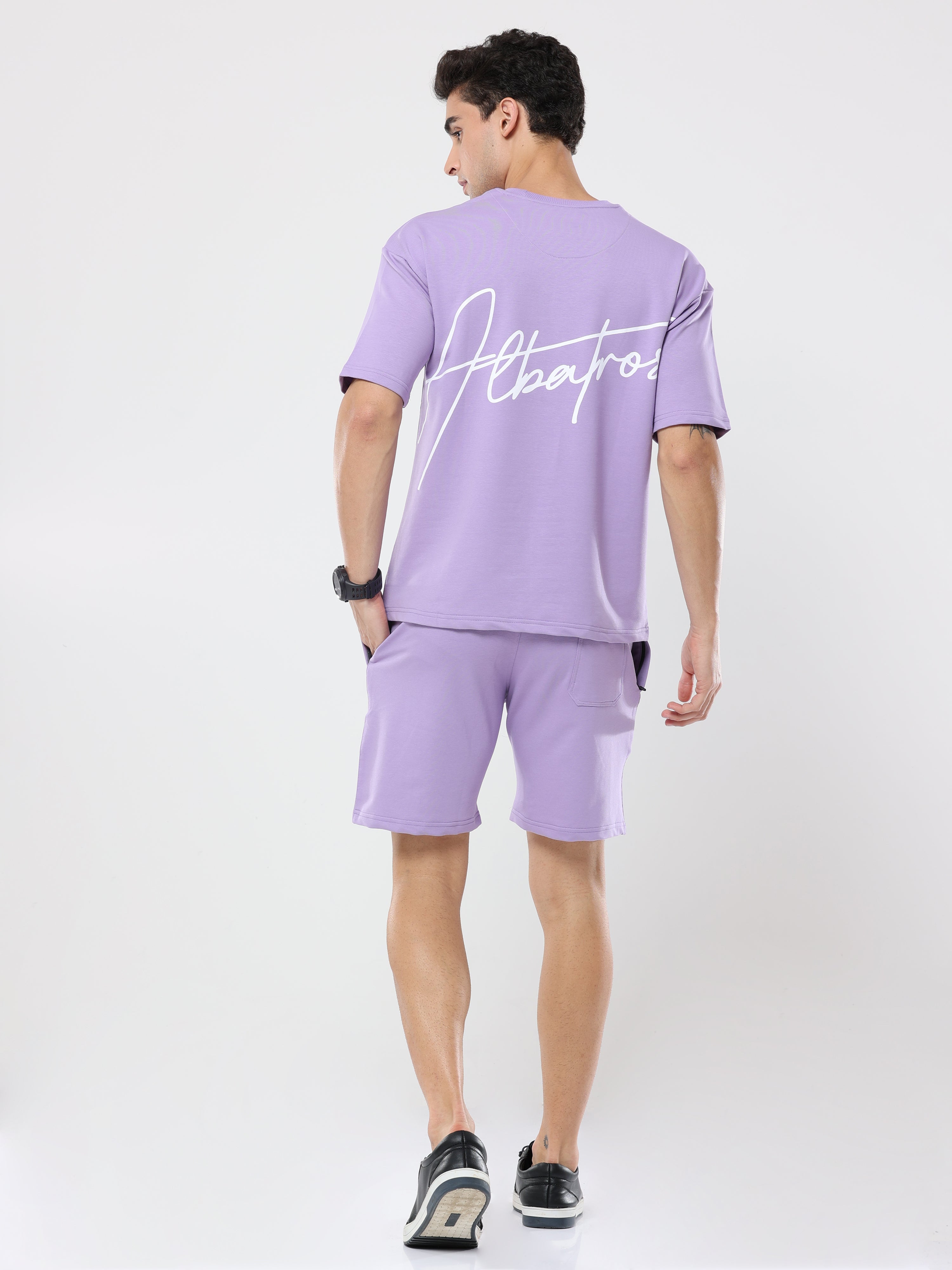 طقم ملابس Albatross Purple Backprint Very Premium Co-Ordset - للجنسين